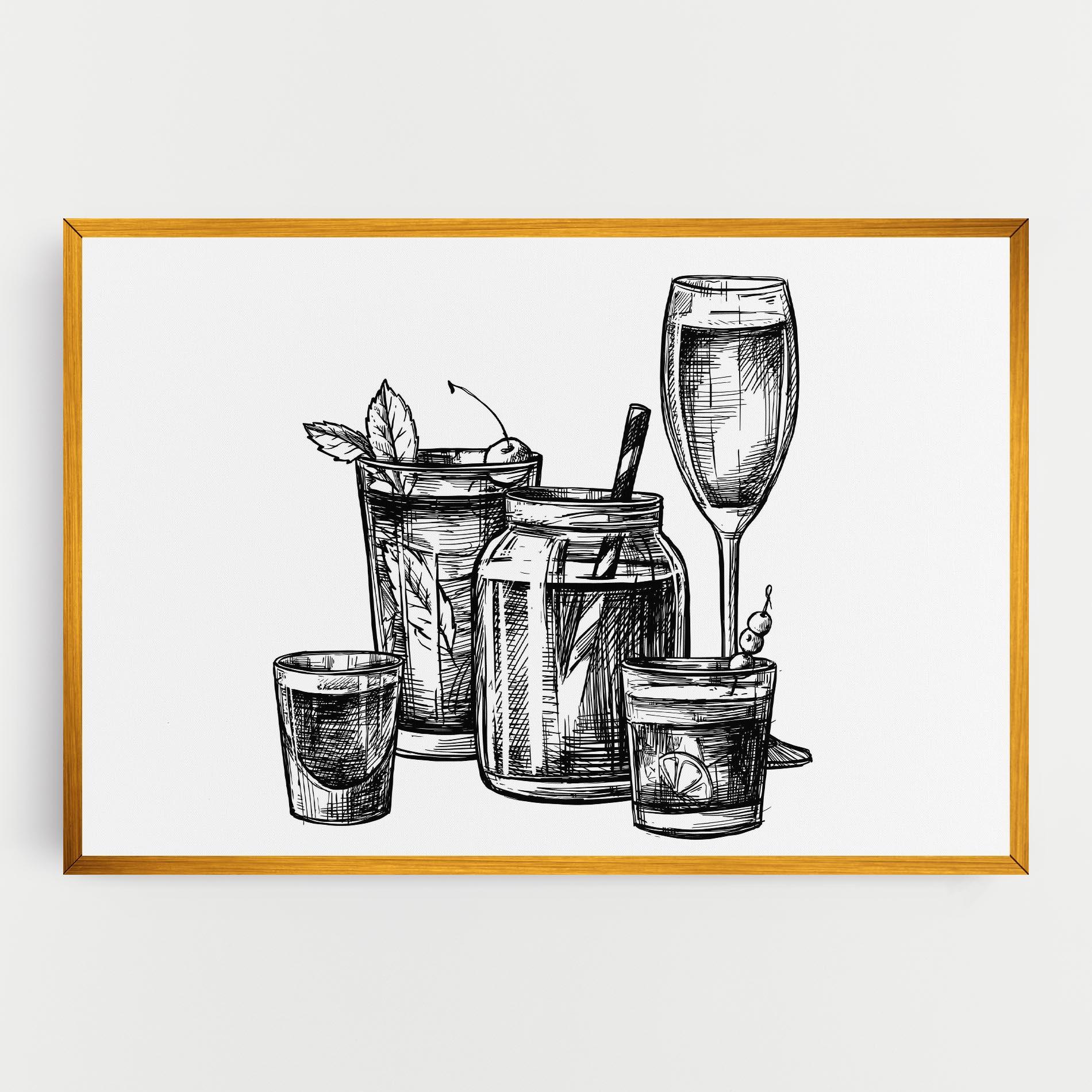 Tablou Canvas Black Line Drinks mockup 0