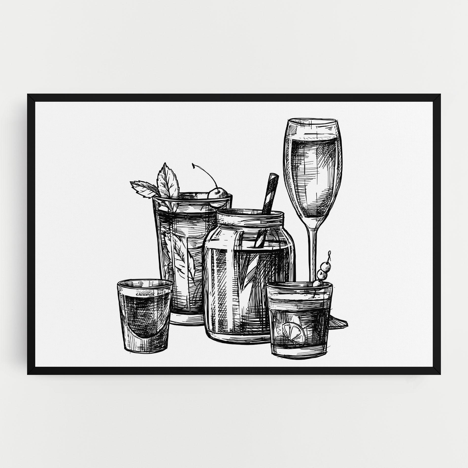 Tablou Canvas Black Line Drinks mockup 0