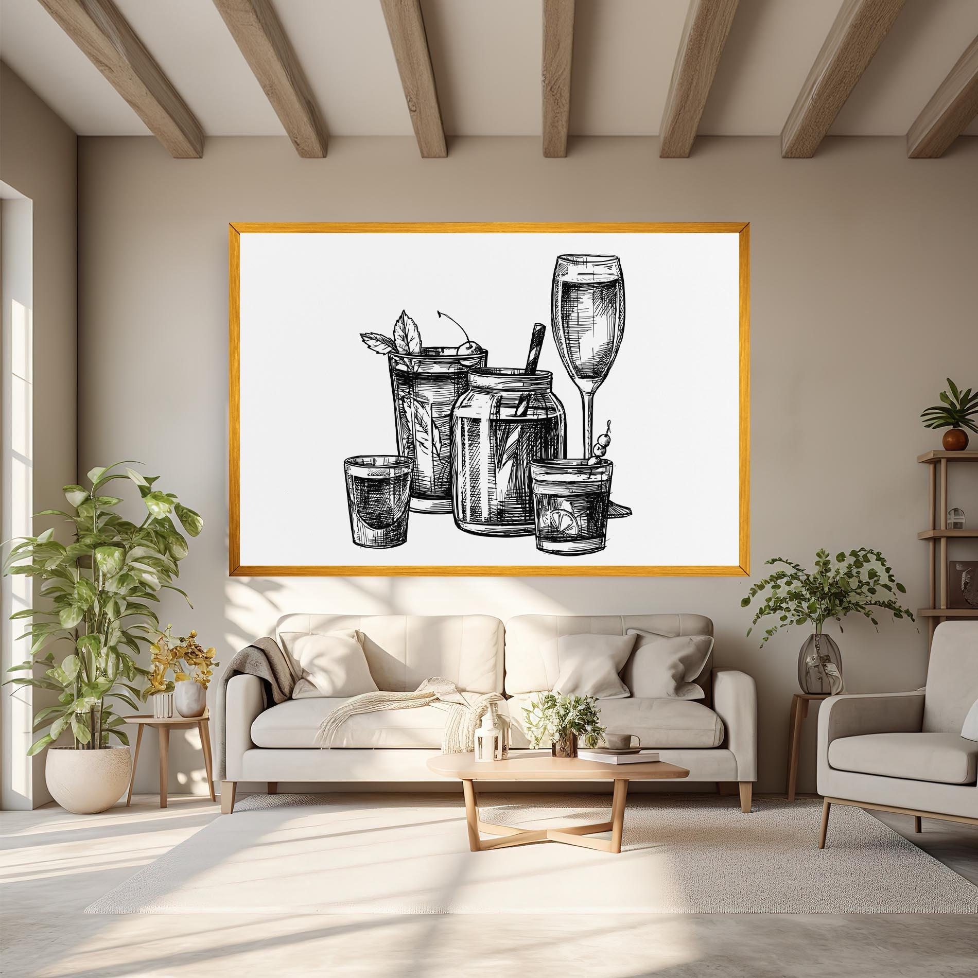 Tablou Canvas Black Line Drinks mockup 6