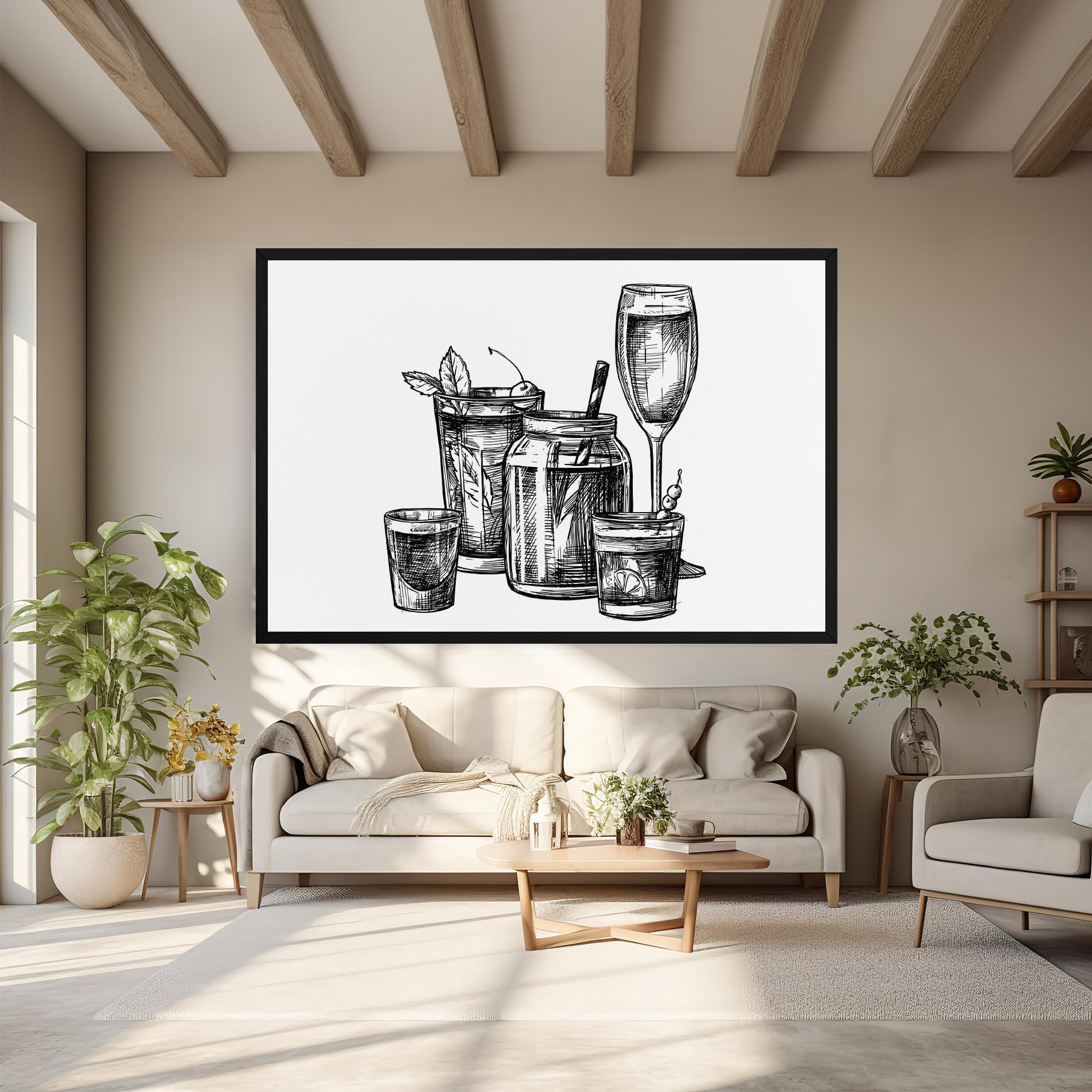 Tablou Canvas Black Line Drinks mockup 6