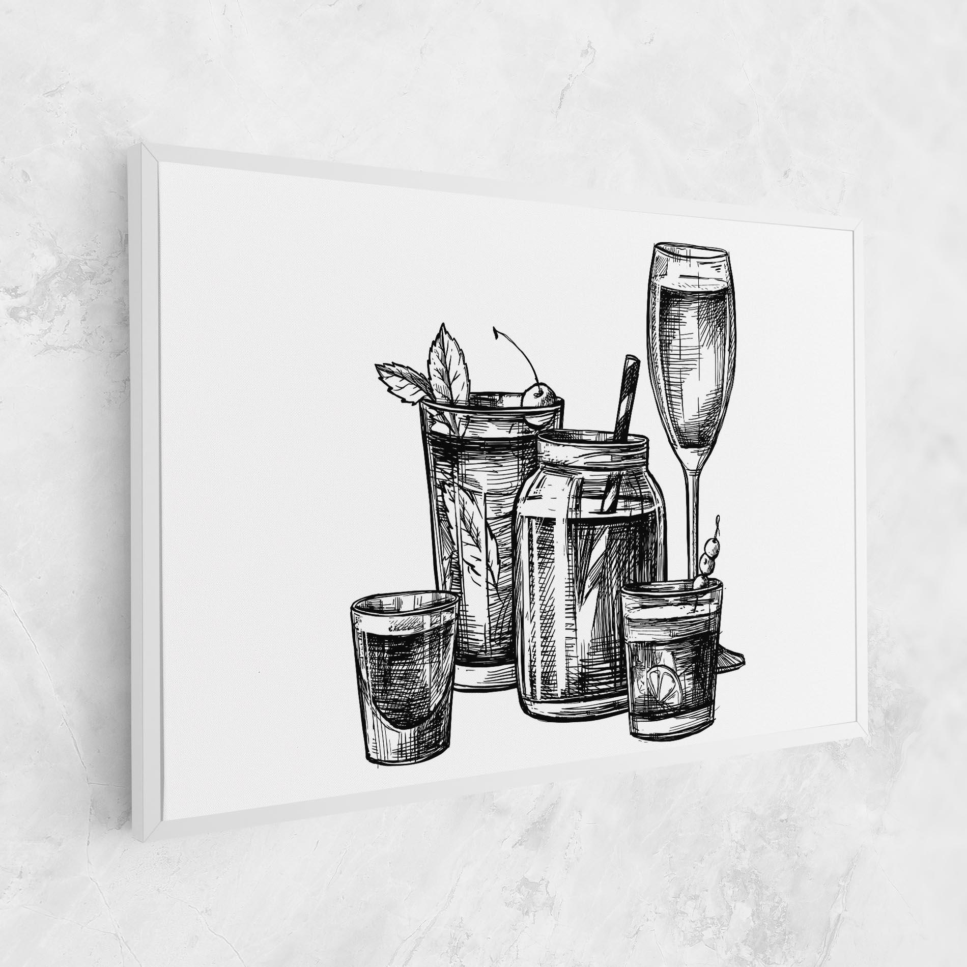 Tablou Canvas Black Line Drinks mockup 1