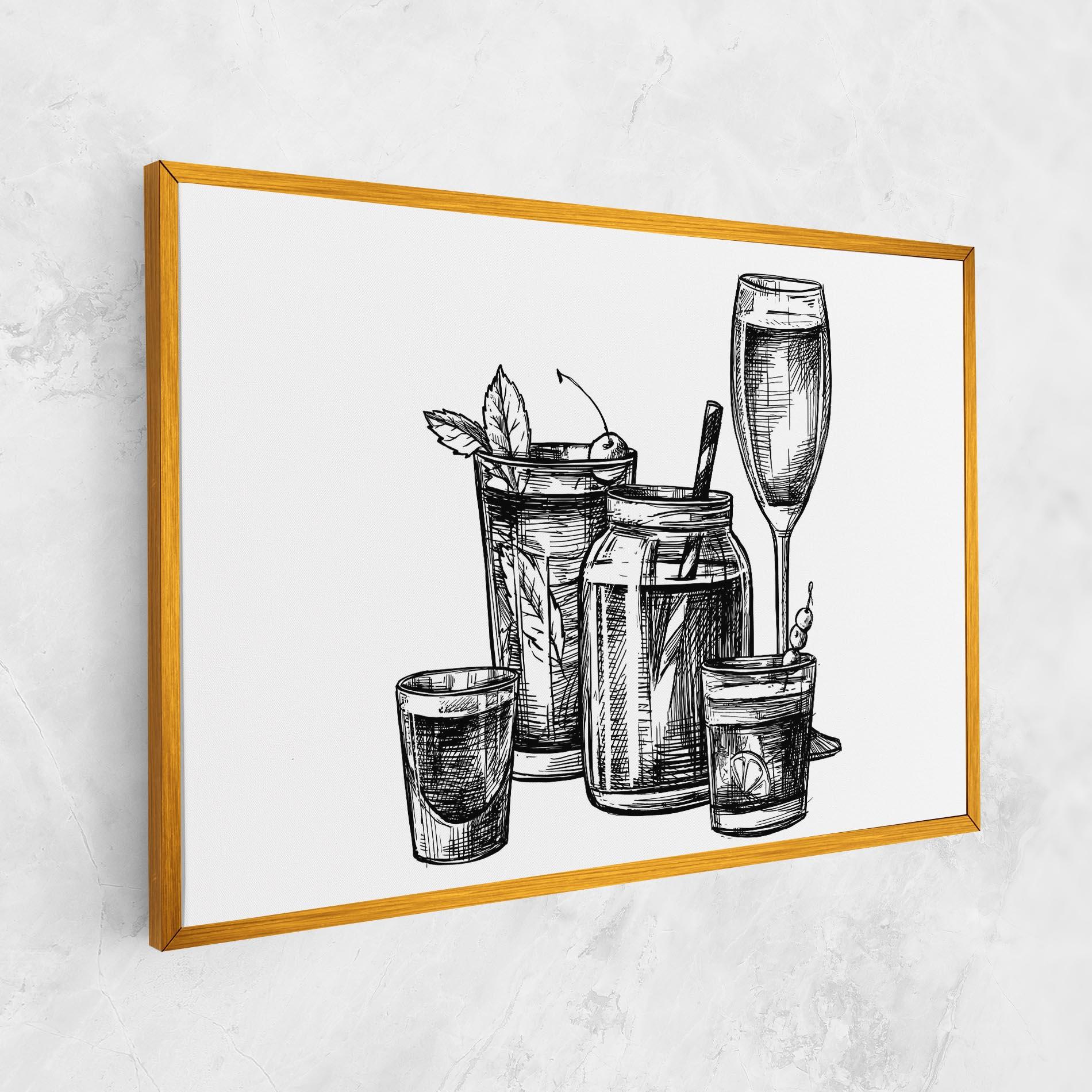 Tablou Canvas Black Line Drinks mockup 1