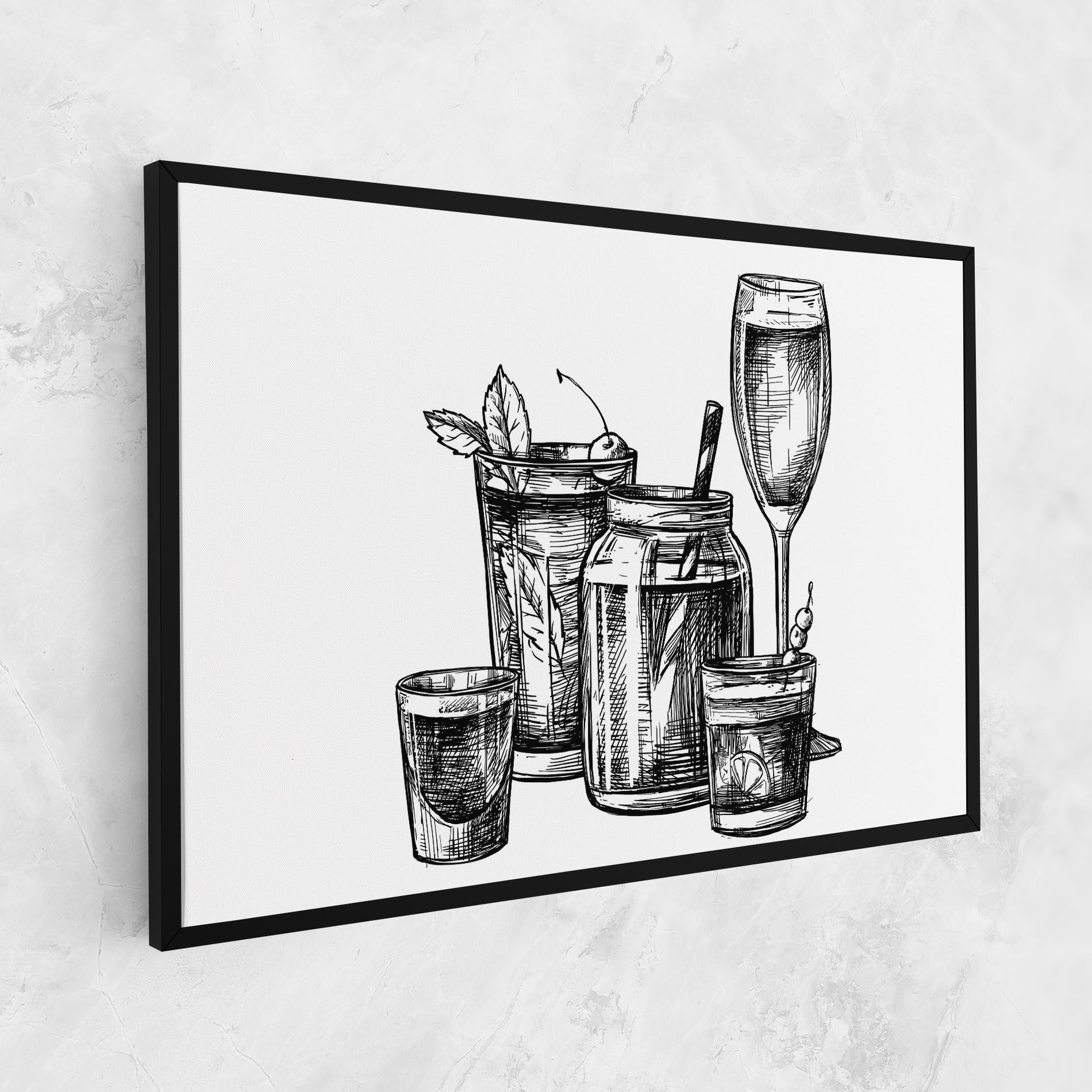 Tablou Canvas Black Line Drinks mockup 1