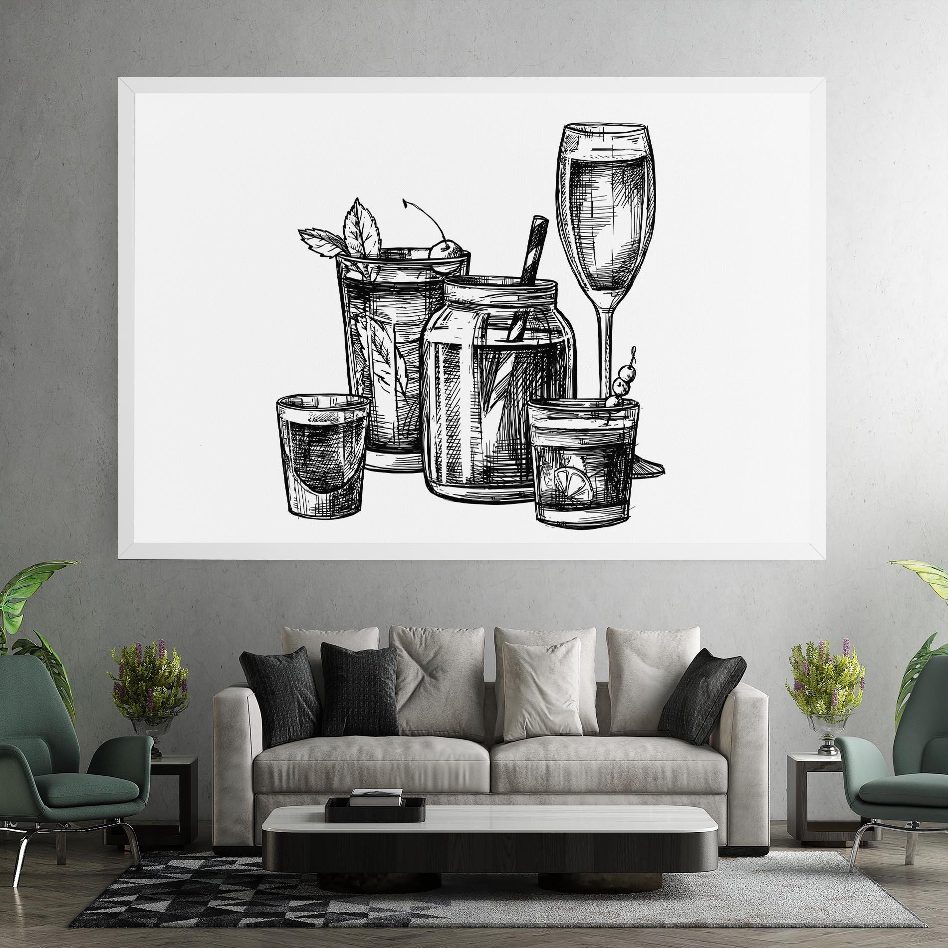 Tablou Canvas Black Line Drinks mockup 7