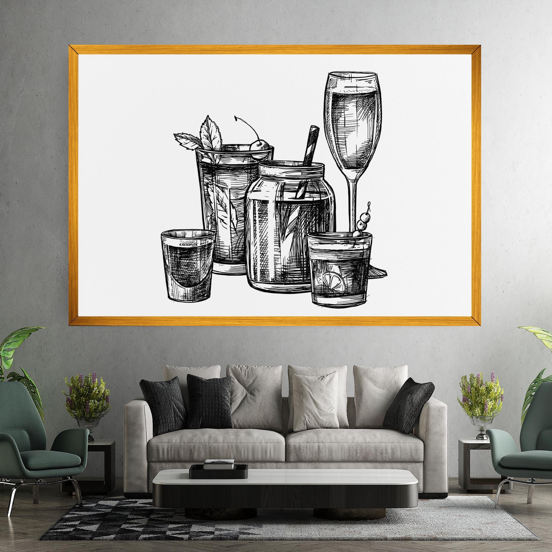 Tablou Canvas Black Line Drinks mockup 7