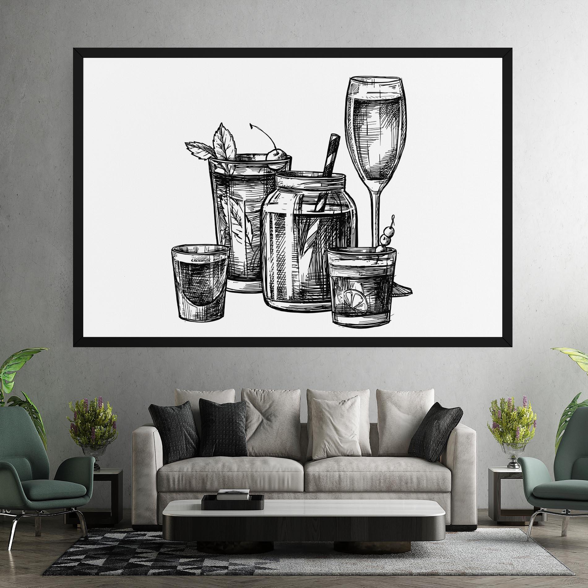 Tablou Canvas Black Line Drinks mockup 7