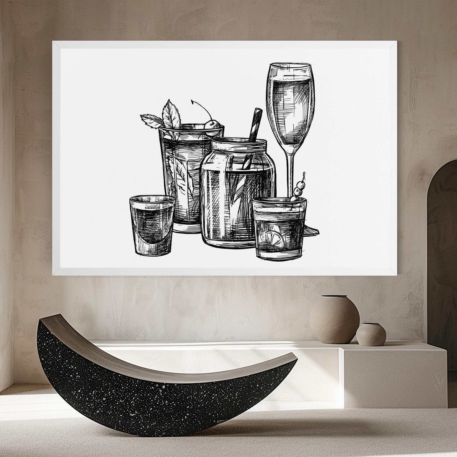 Tablou Canvas Black Line Drinks mockup 8