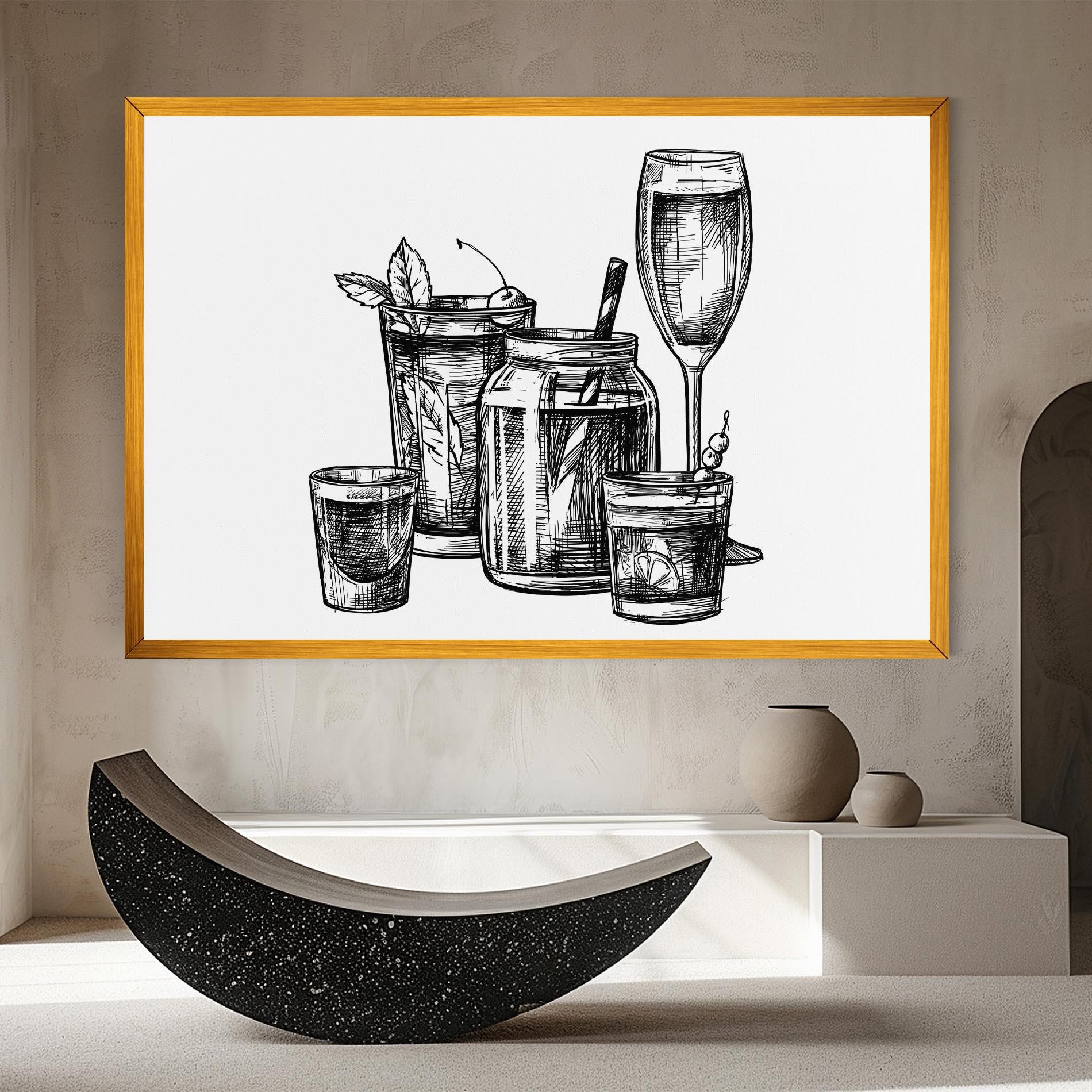 Tablou Canvas Black Line Drinks mockup 8