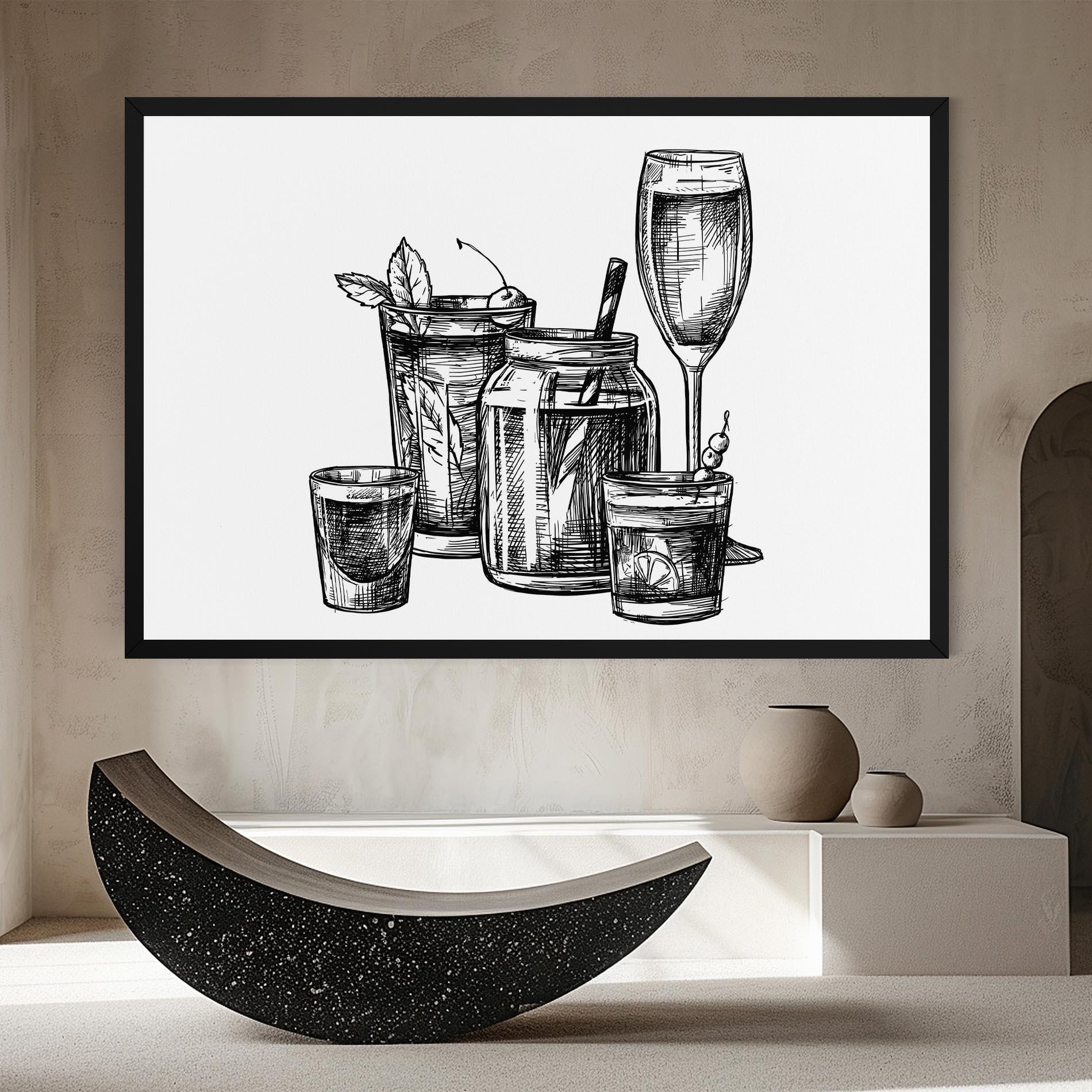 Tablou Canvas Black Line Drinks mockup 8