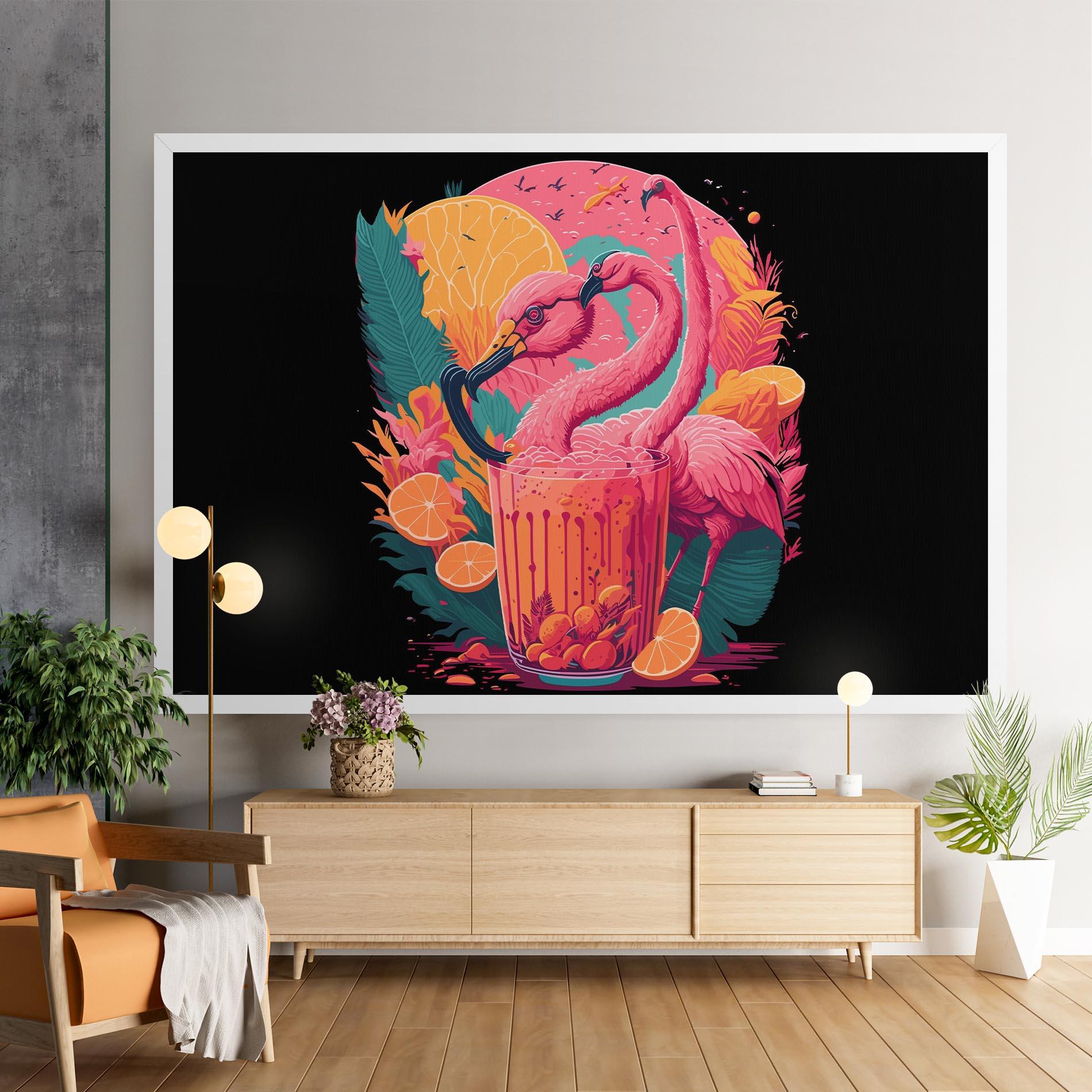 Tablou Canvas Pink Bird Drink mockup 9