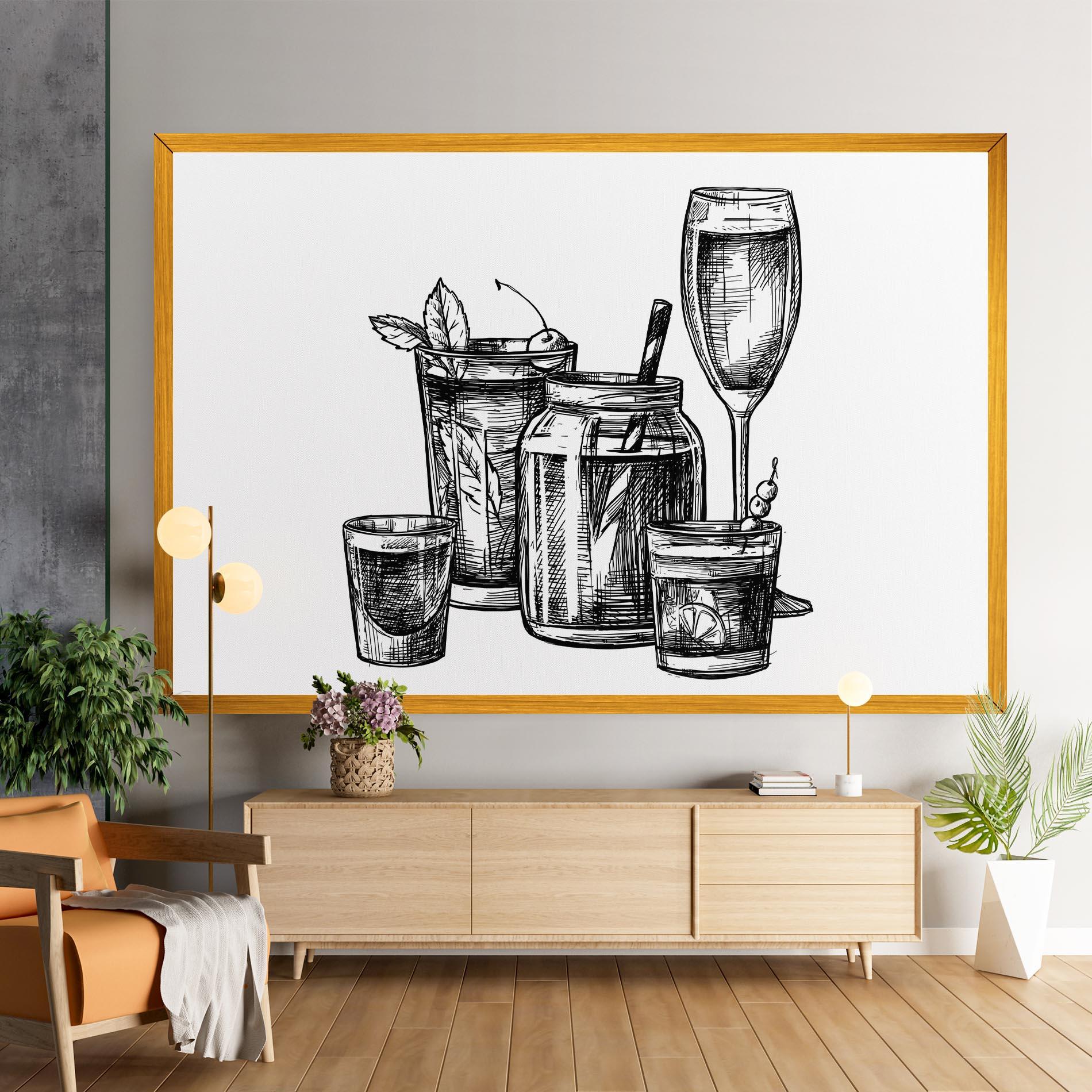 Tablou Canvas Black Line Drinks mockup 9