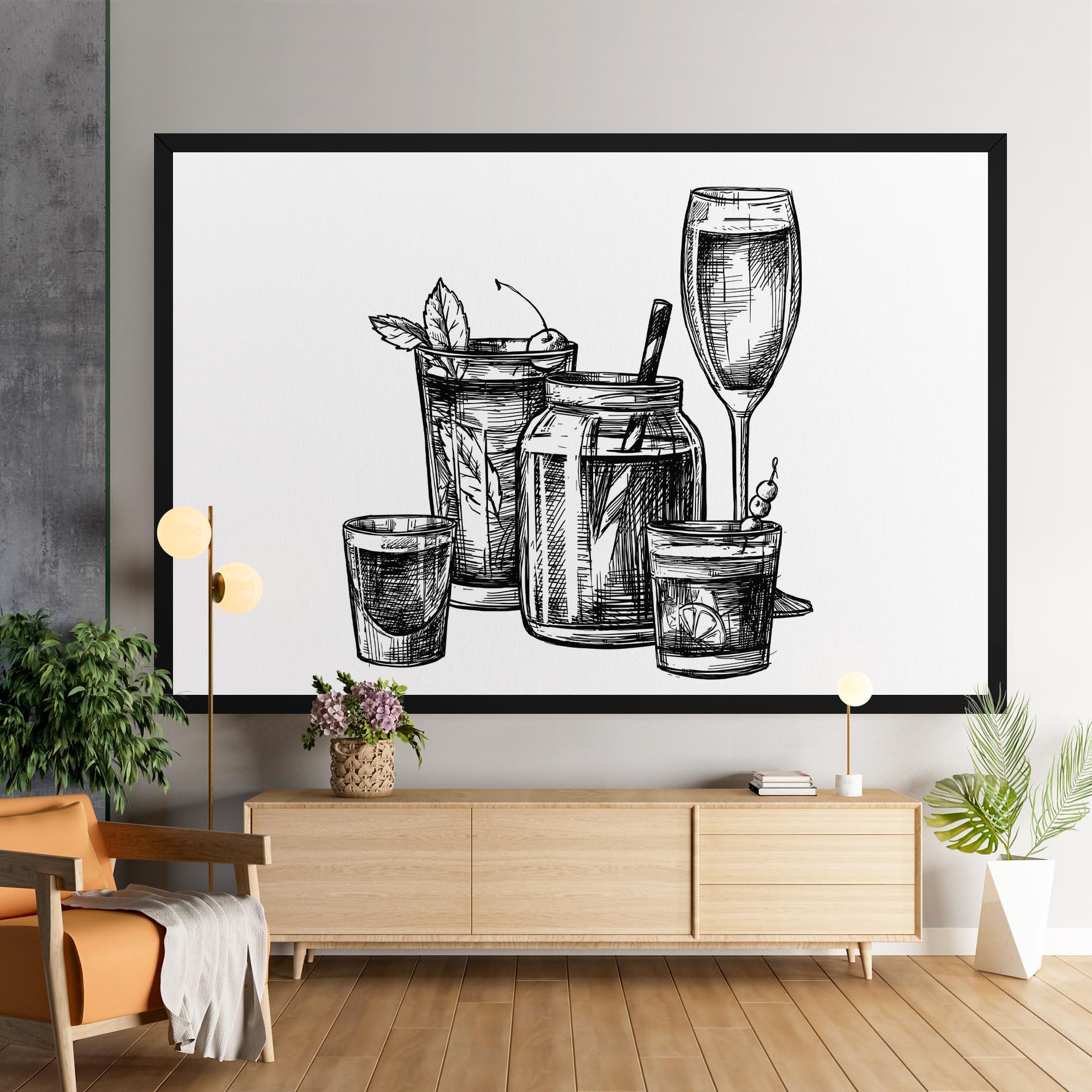 Tablou Canvas Black Line Drinks mockup 9