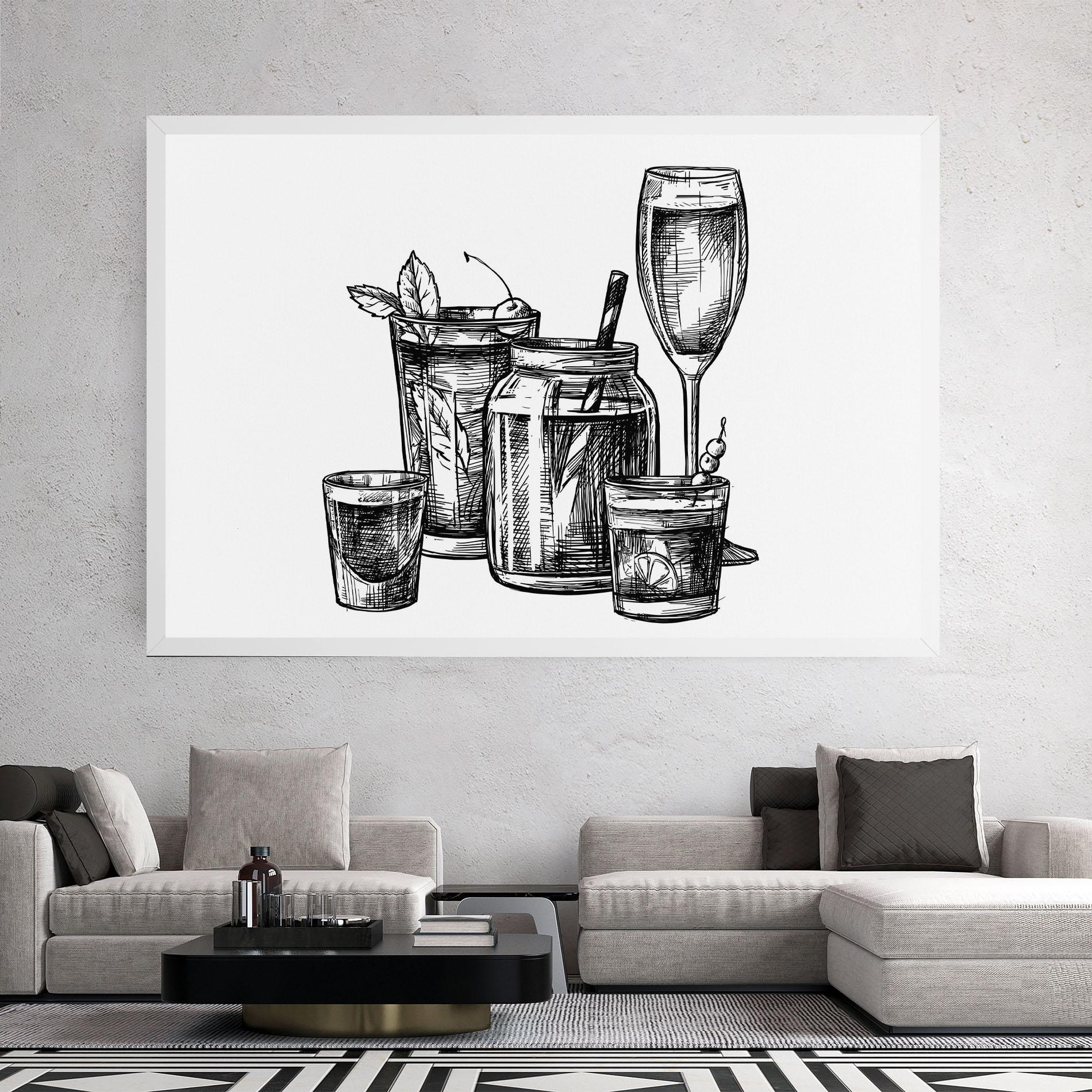 Tablou Canvas Black Line Drinks mockup 2