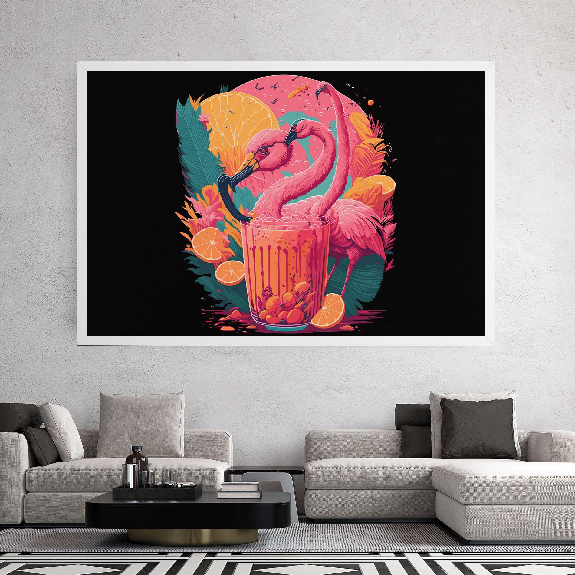 Tablou Canvas Pink Bird Drink mockup 2