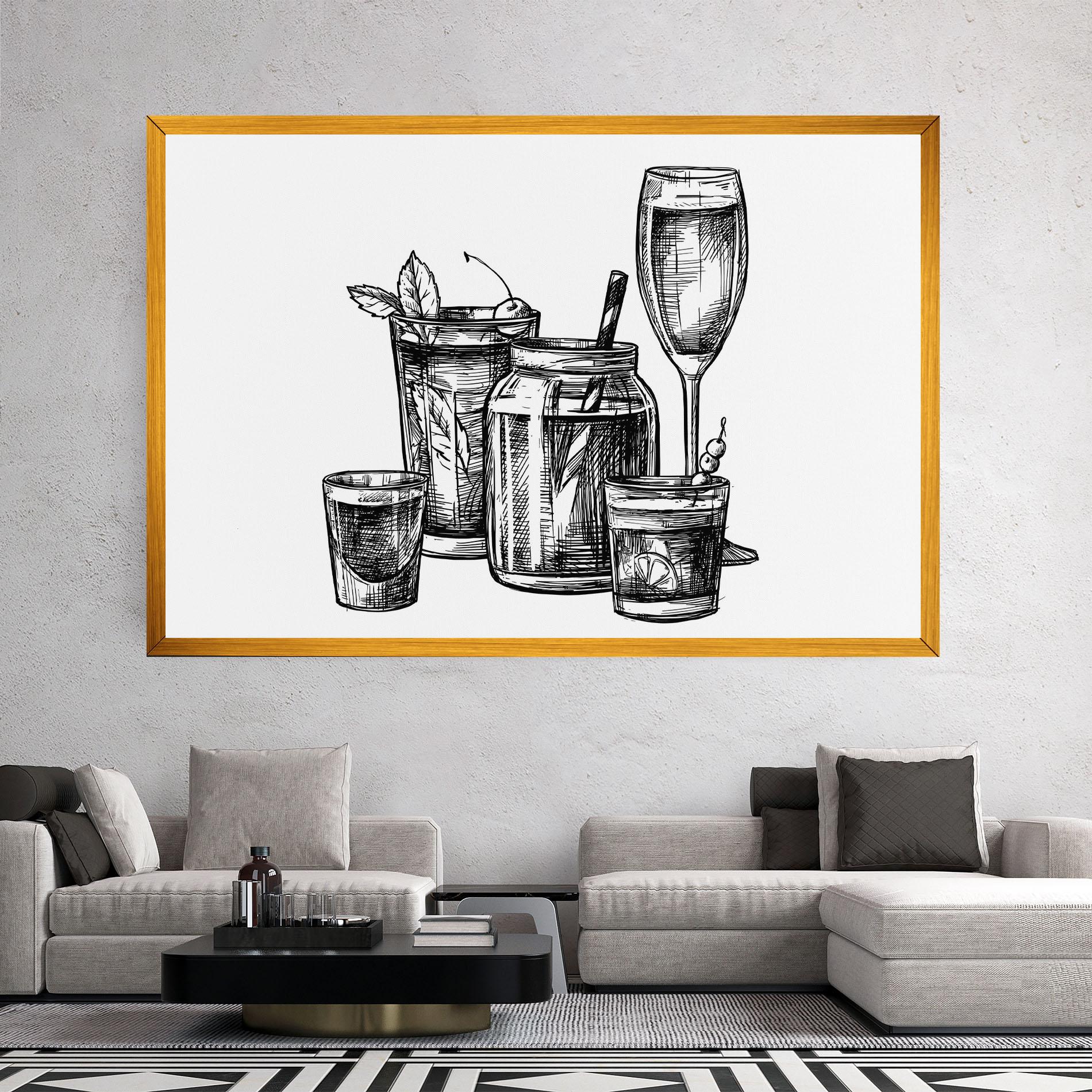 Tablou Canvas Black Line Drinks mockup 2