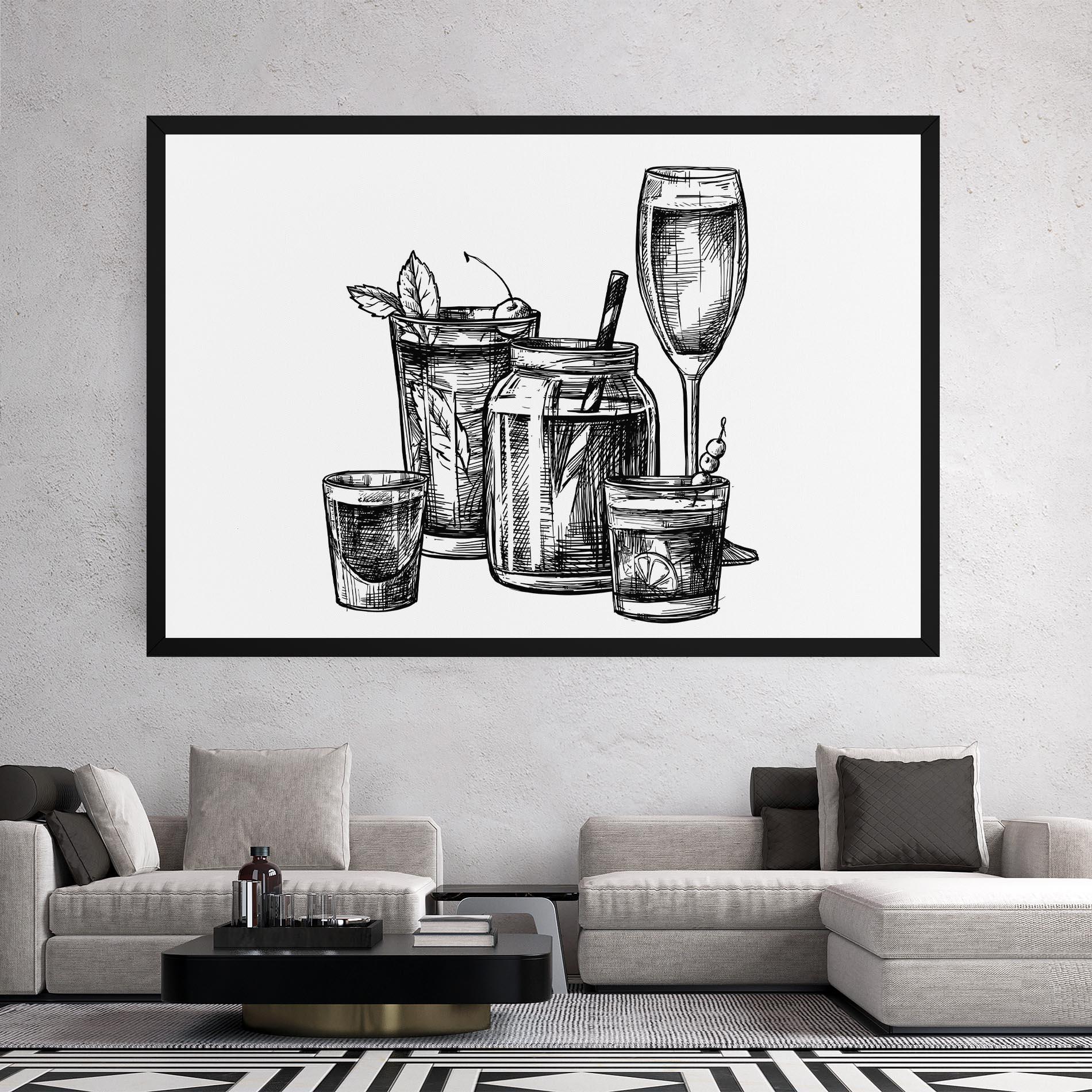 Tablou Canvas Black Line Drinks mockup 2