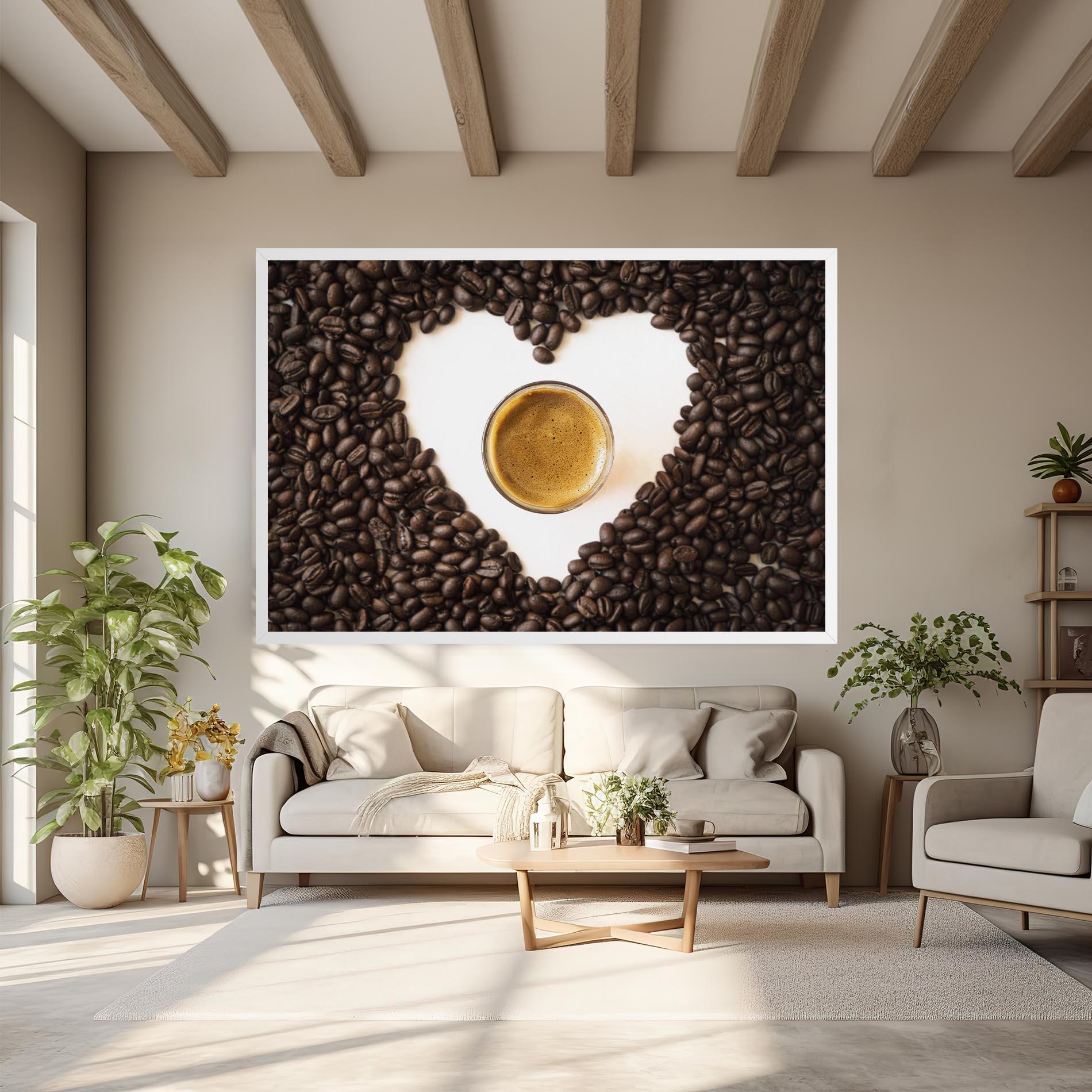 Tablou Canvas Coffee Bean Heart mockup 6