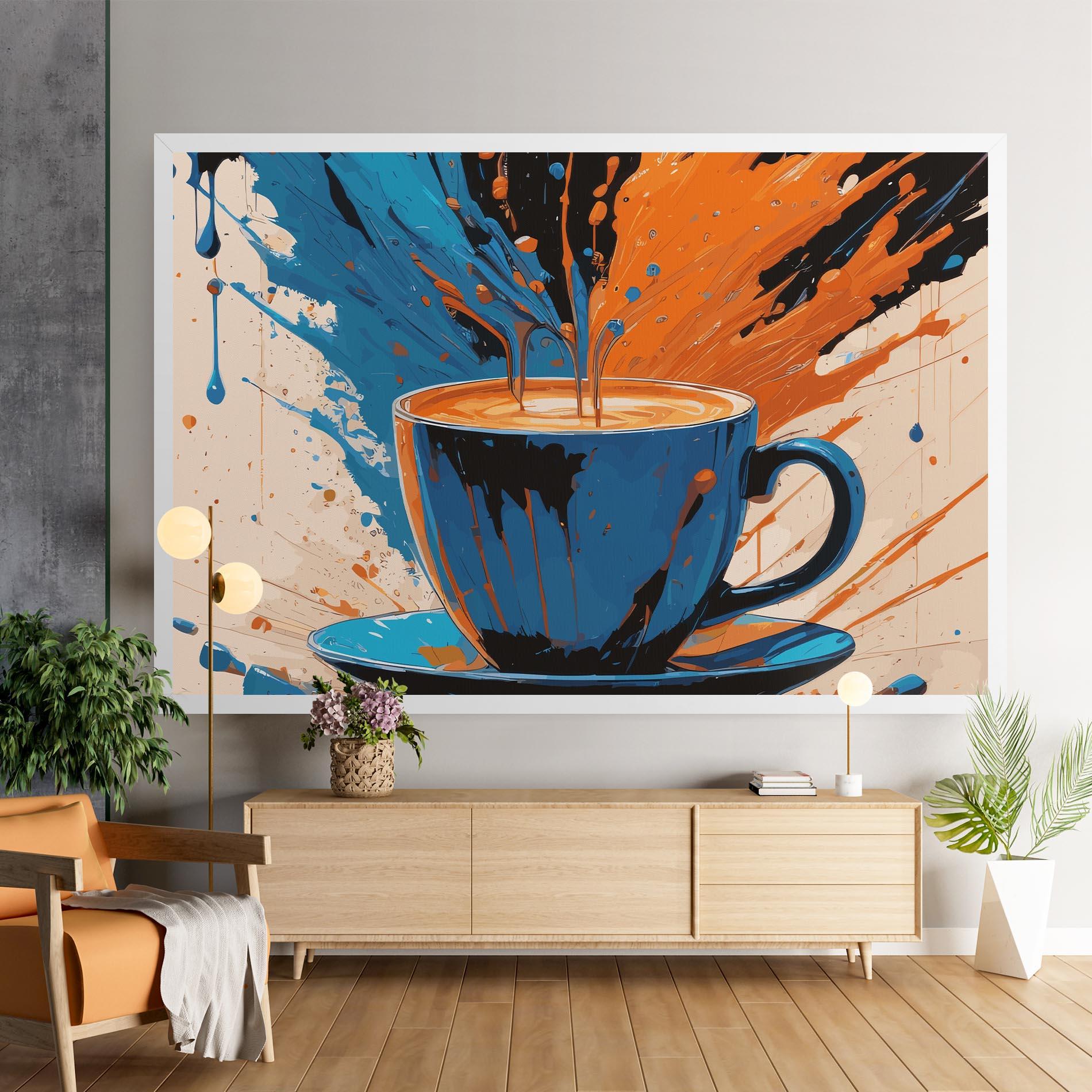 Tablou Canvas Coffee Blue Orange mockup 9