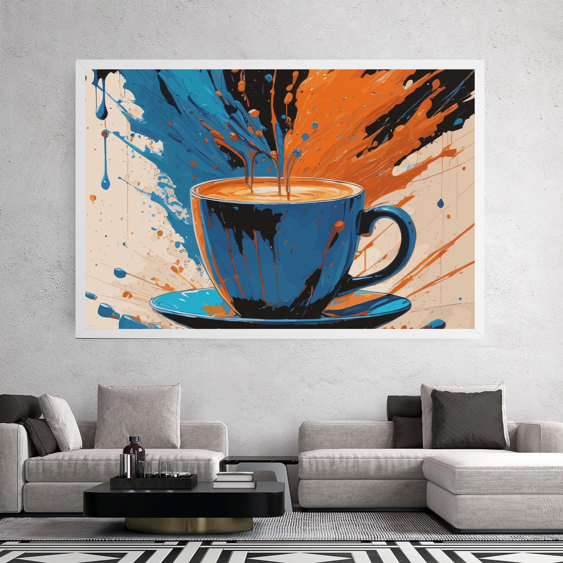 Tablou Canvas Coffee Blue Orange mockup 2