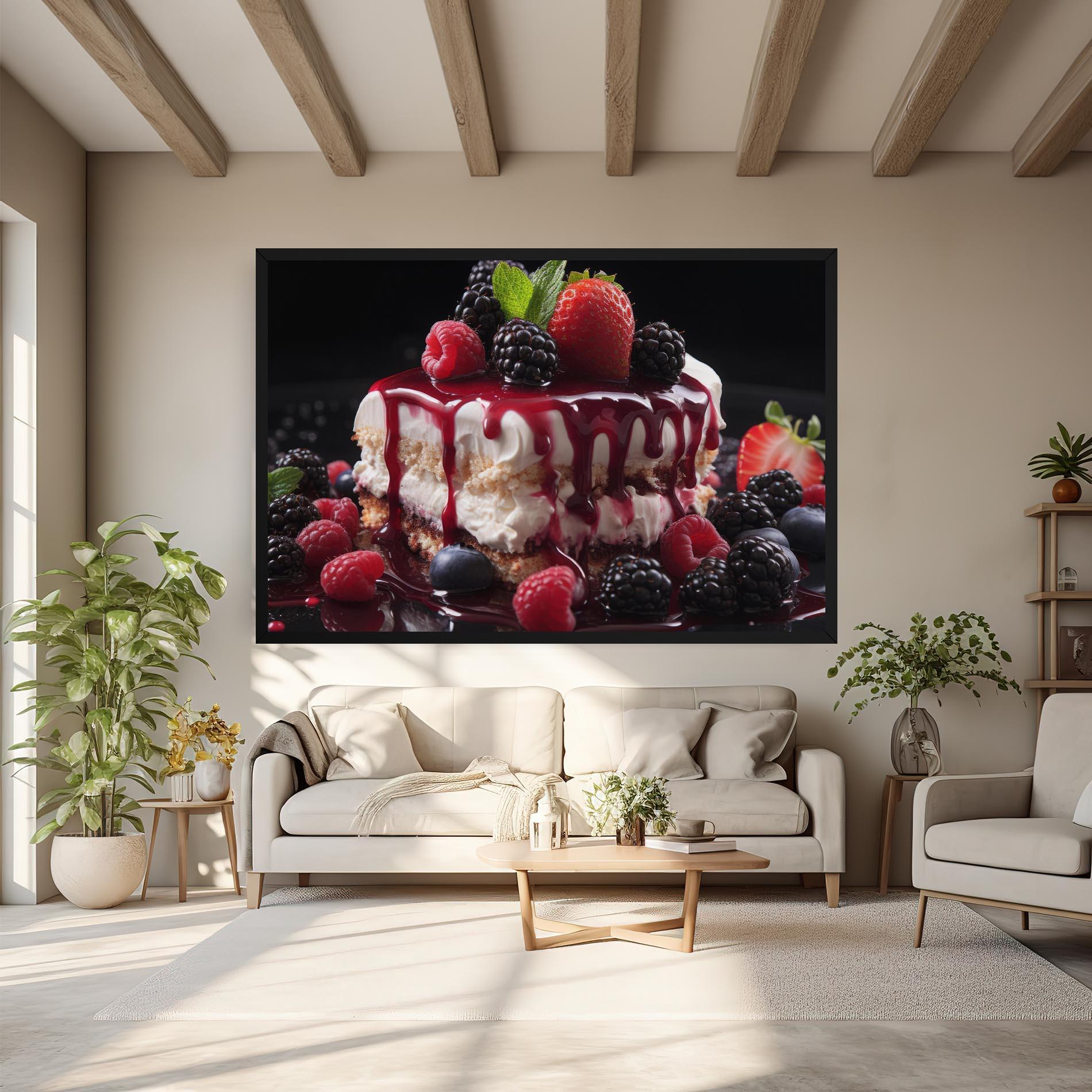 Tablou Canvas Berries Cream Dessert mockup 6