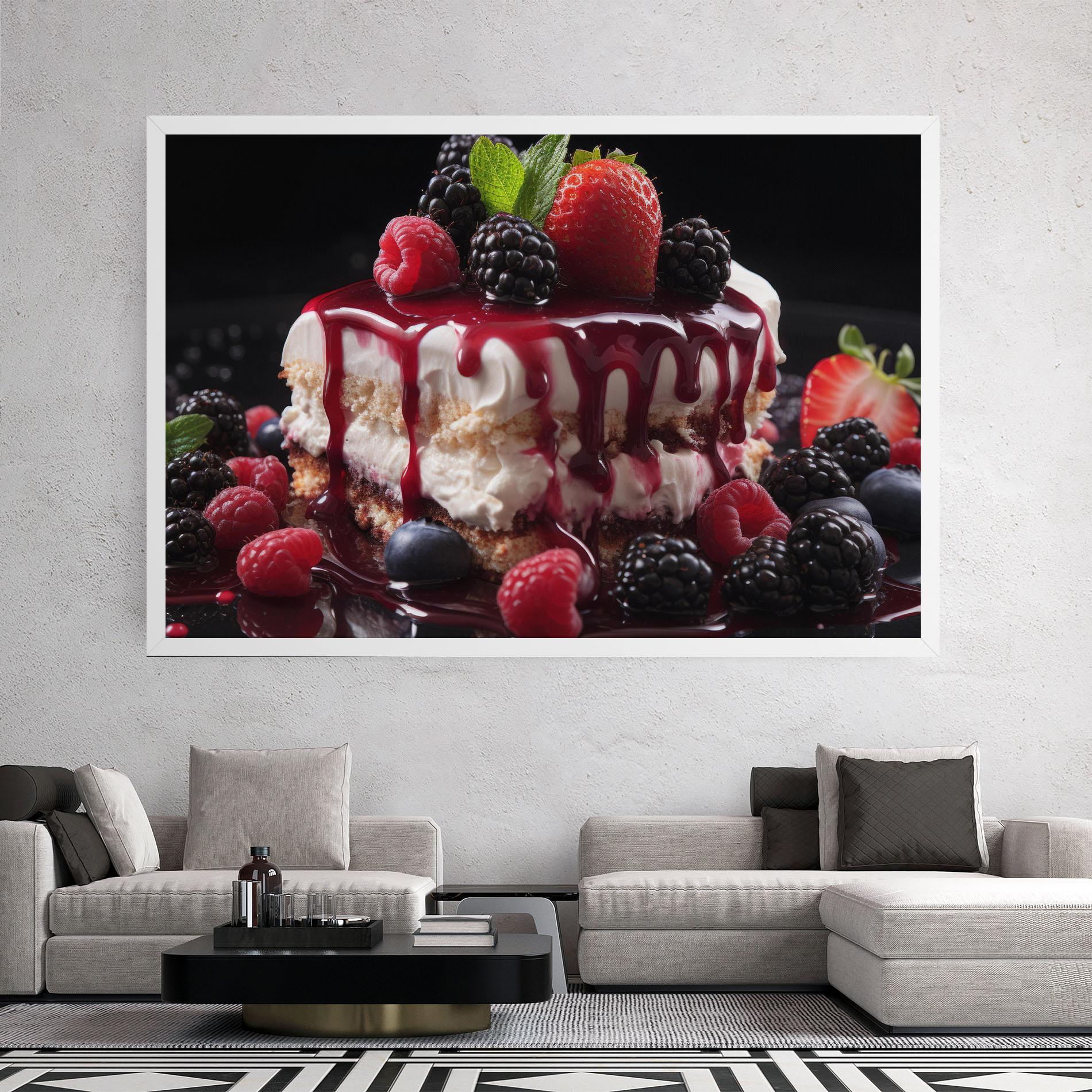Tablou Canvas Berries Cream Dessert mockup 2