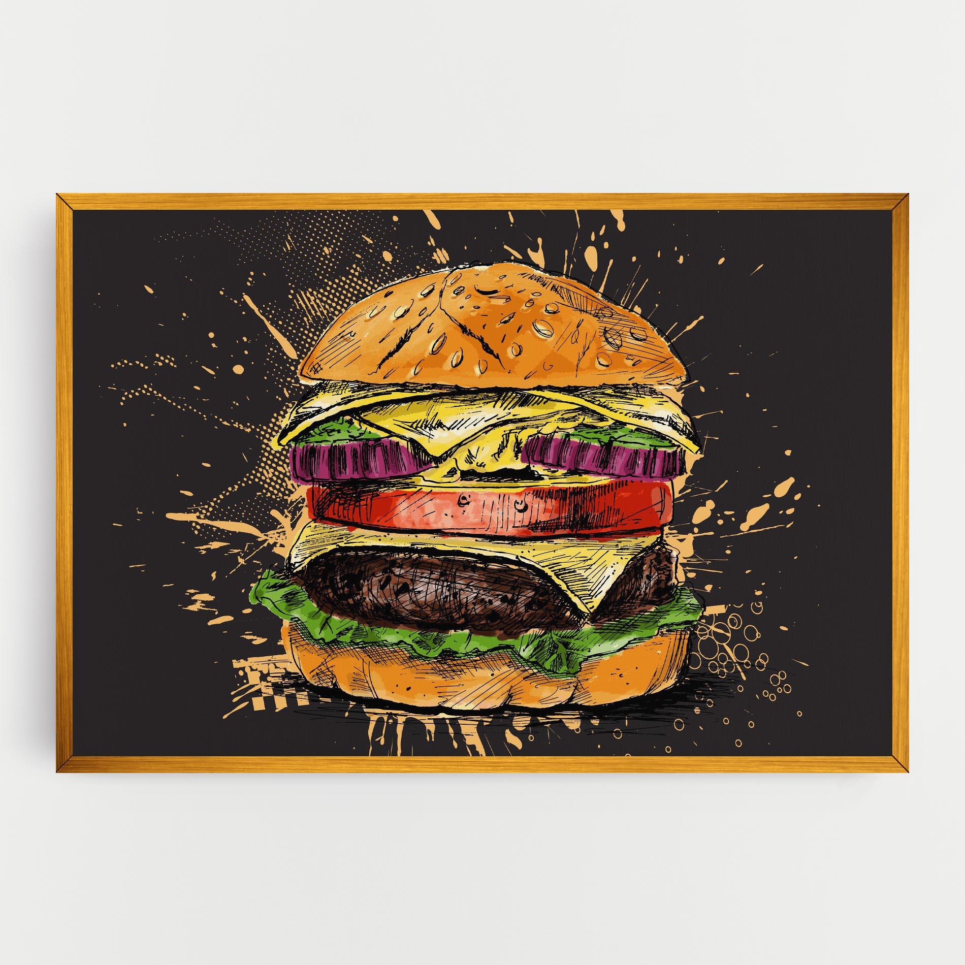 Tablou Canvas Burger Drawing mockup 0