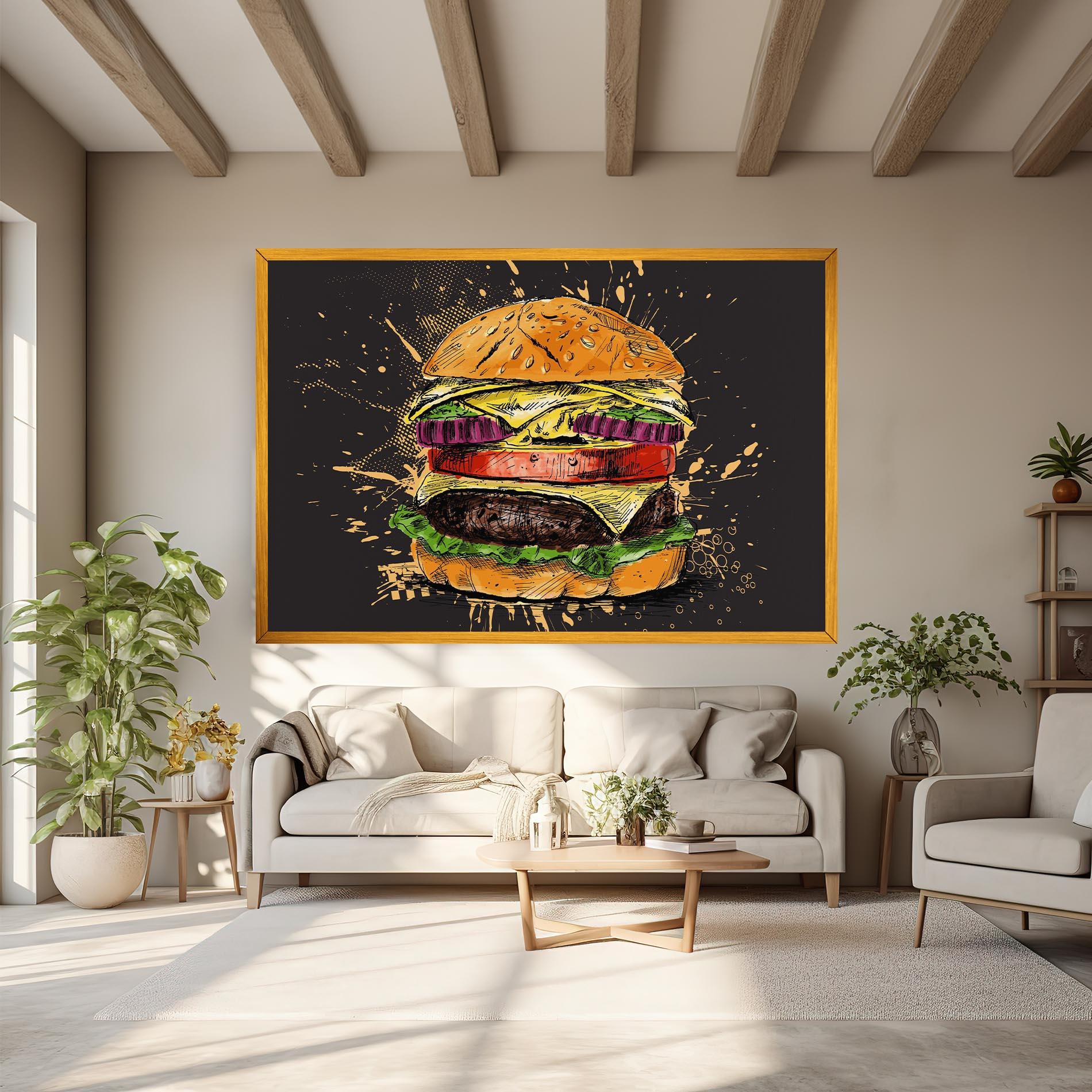 Tablou Canvas Burger Drawing mockup 6