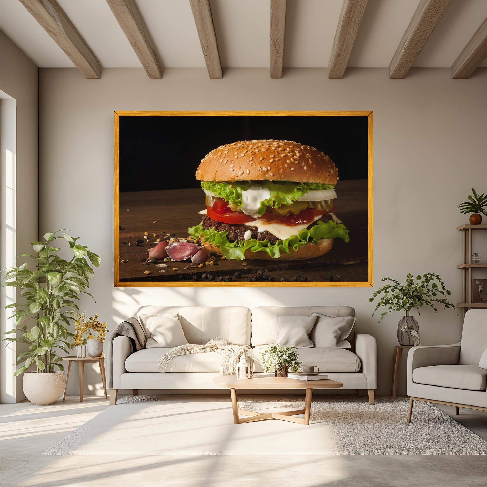 Tablou Canvas Delicious Hamburger mockup 6