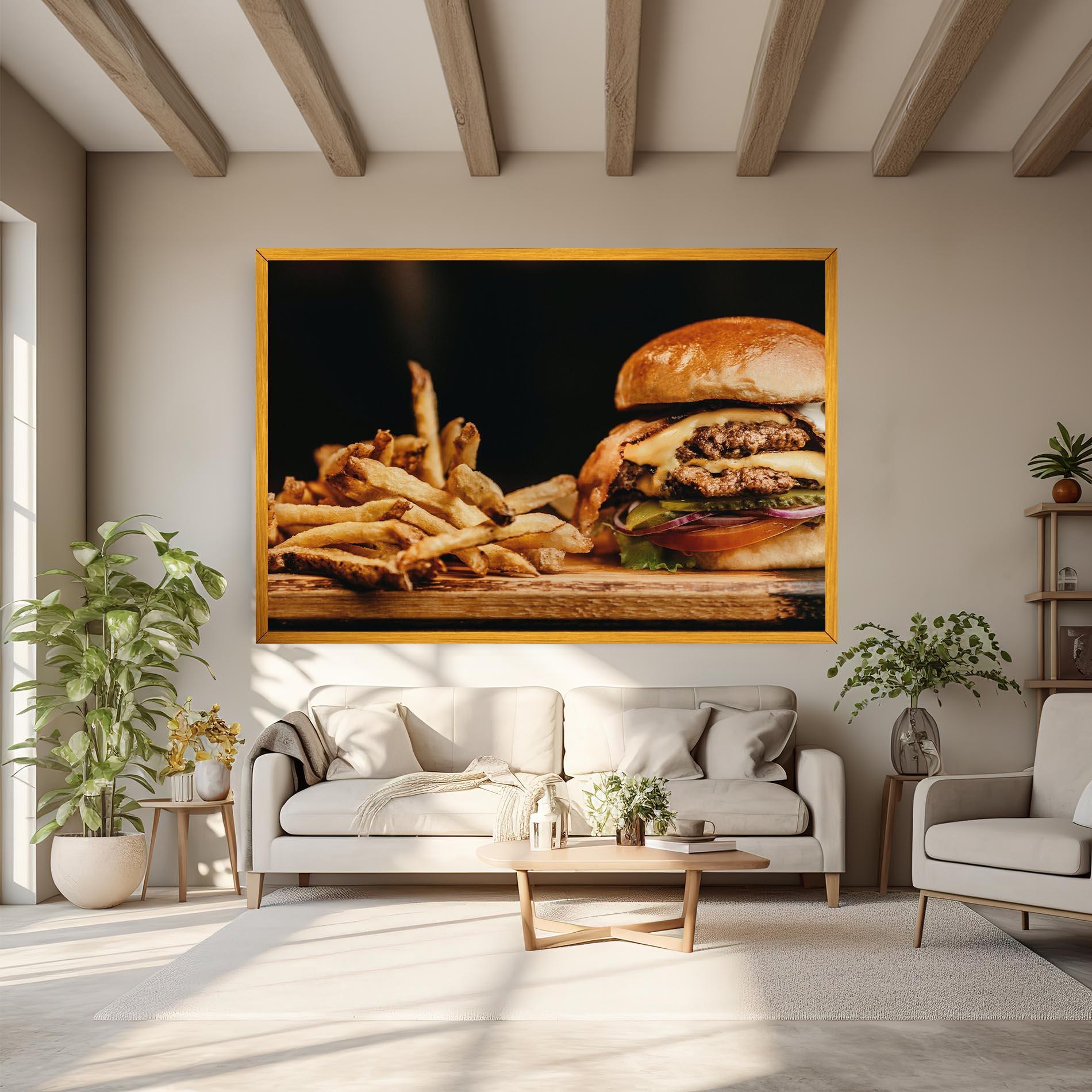 Tablou Canvas Hamburger With Fries mockup 6