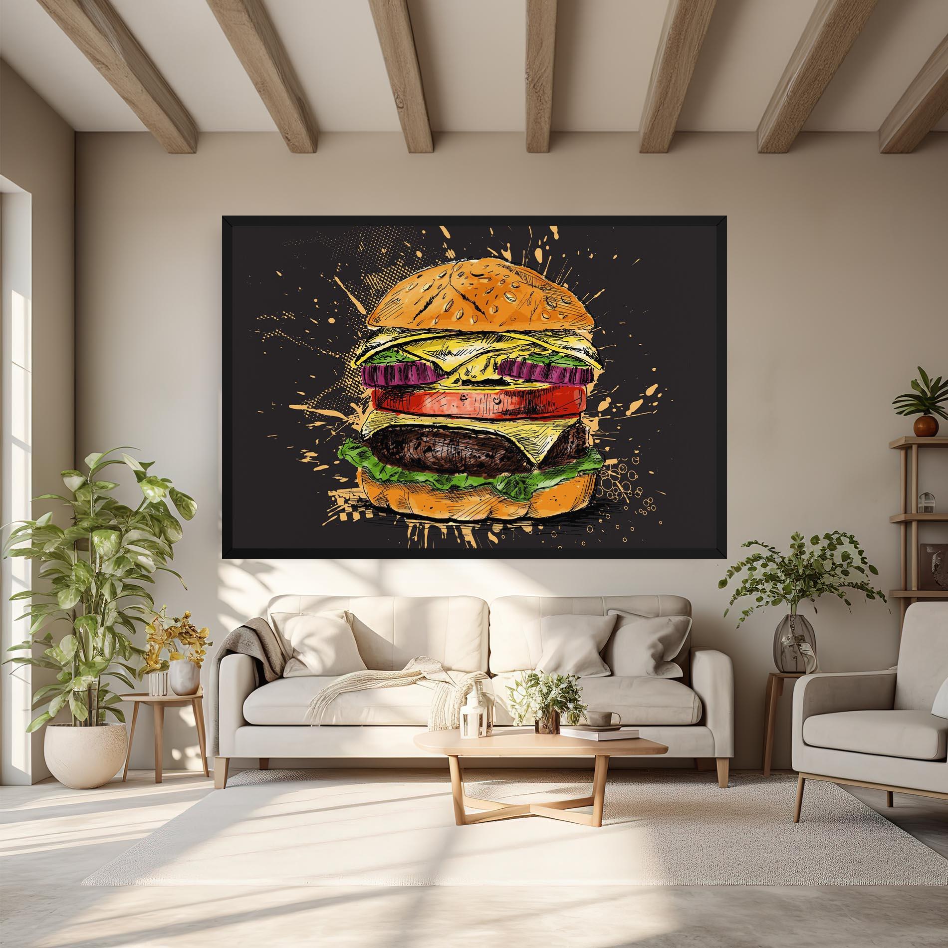 Tablou Canvas Burger Drawing mockup 6