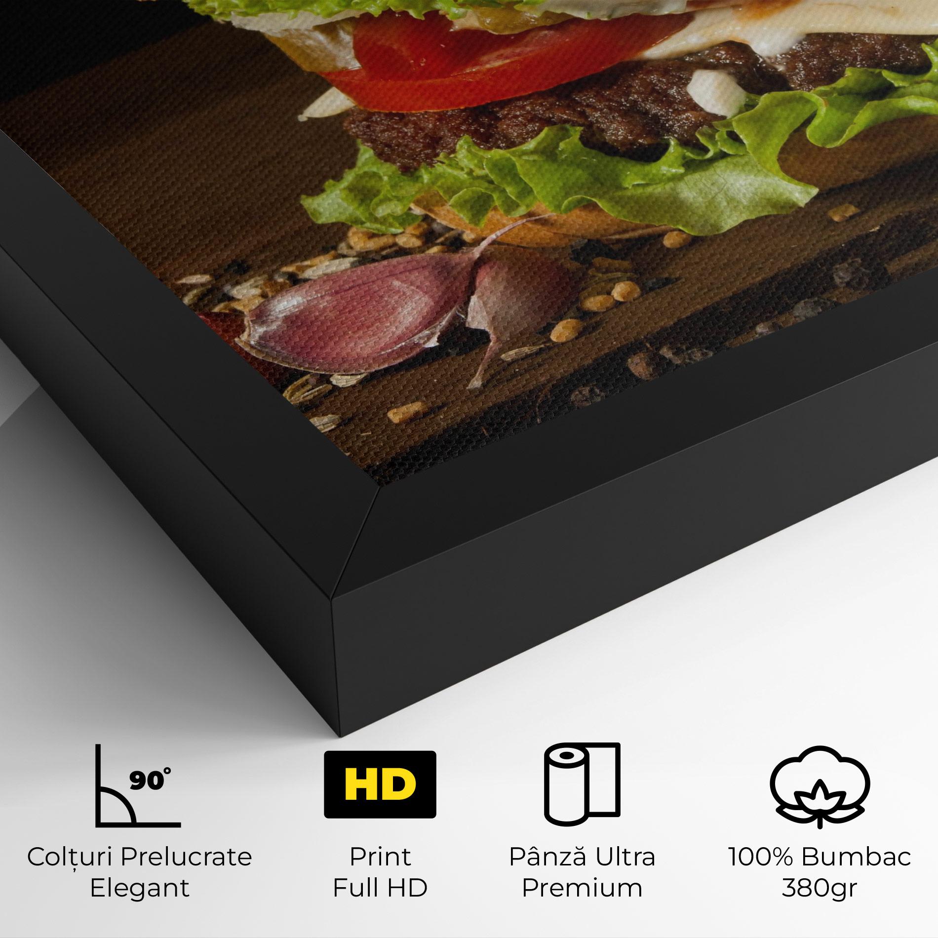 Tablou Canvas Delicious Hamburger mockup 4