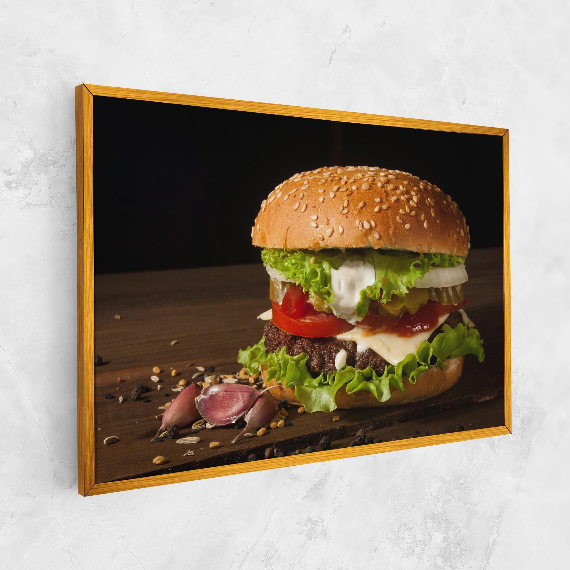 Tablou Canvas Delicious Hamburger mockup 1