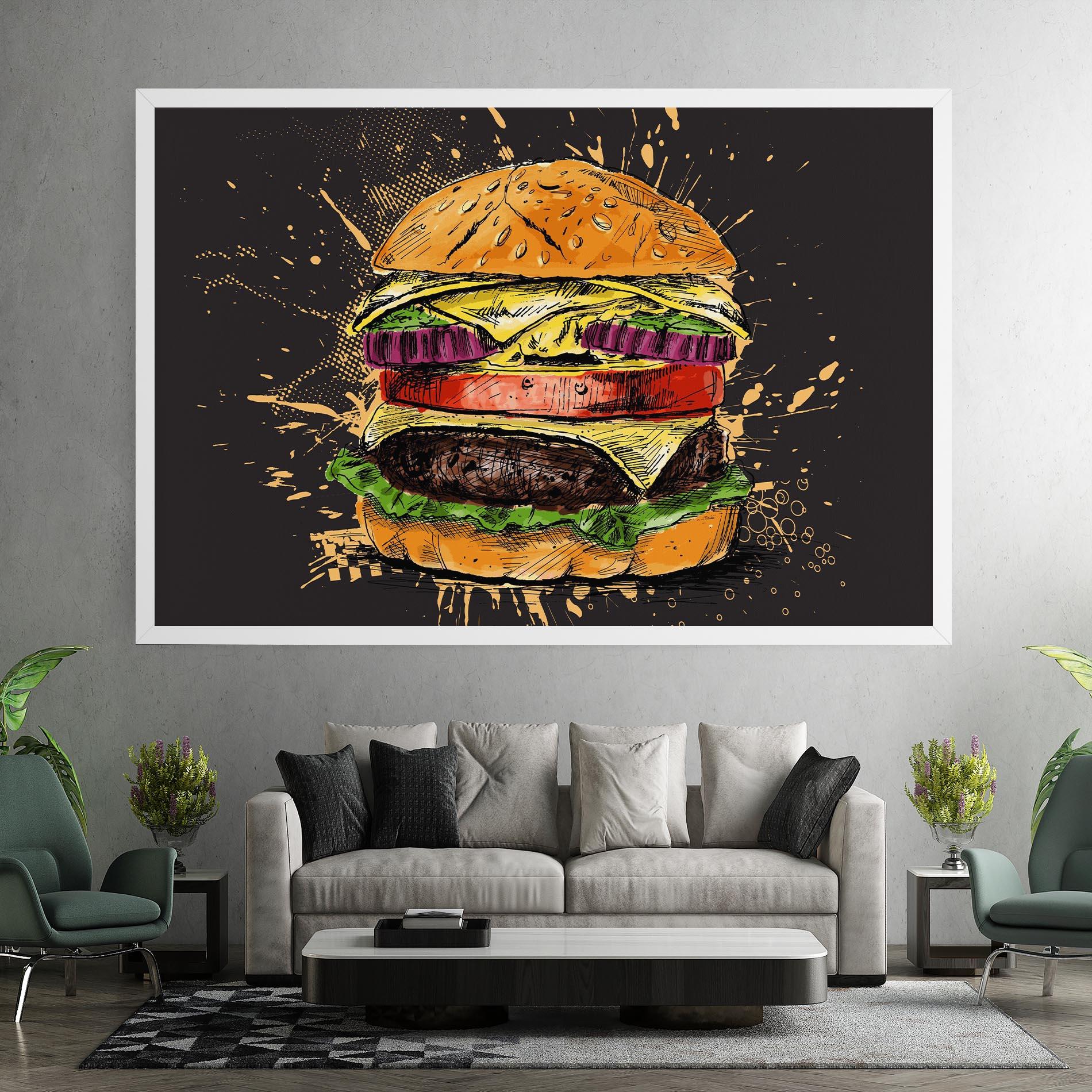Tablou Canvas Burger Drawing mockup 7