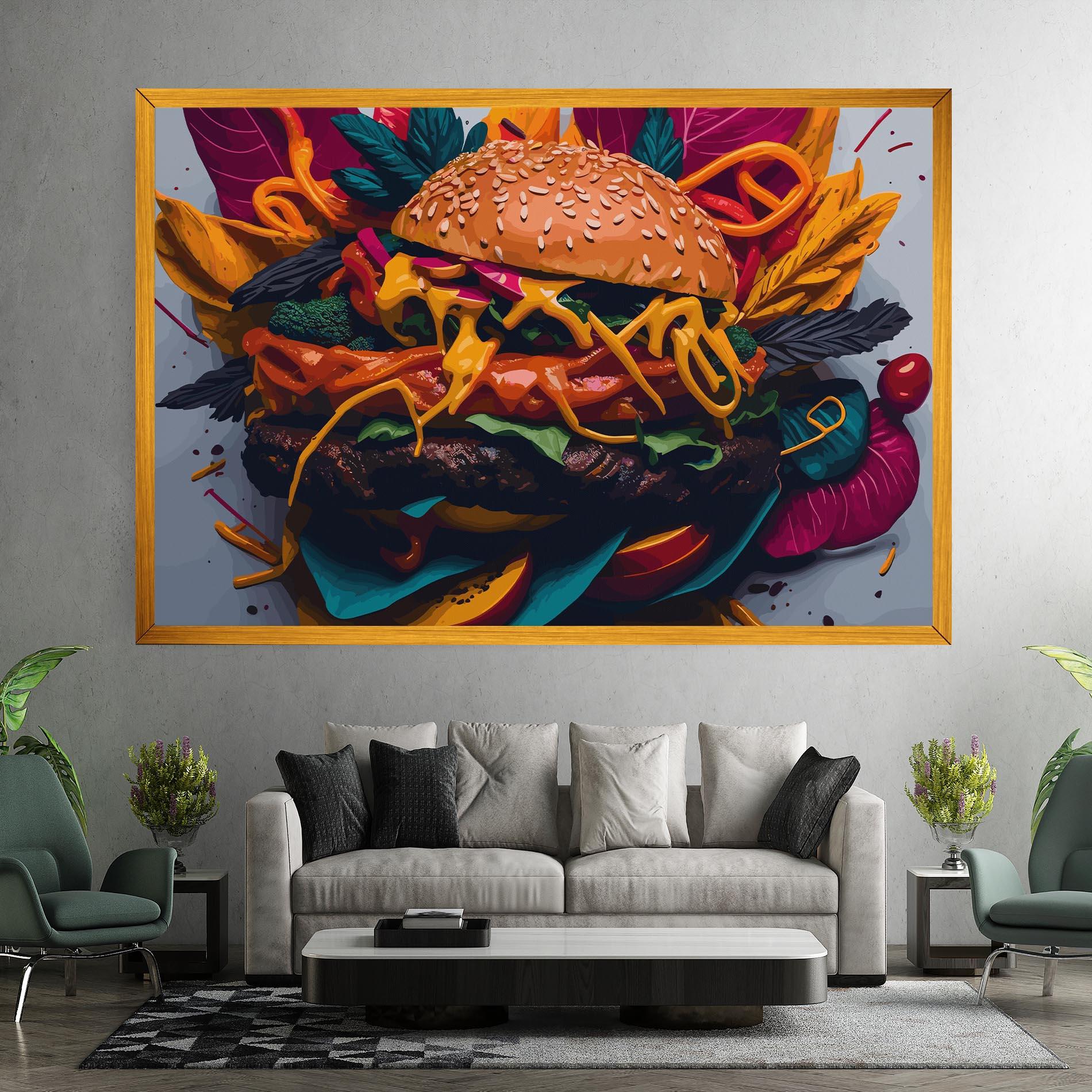 Tablou Canvas Burger Mustard mockup 7
