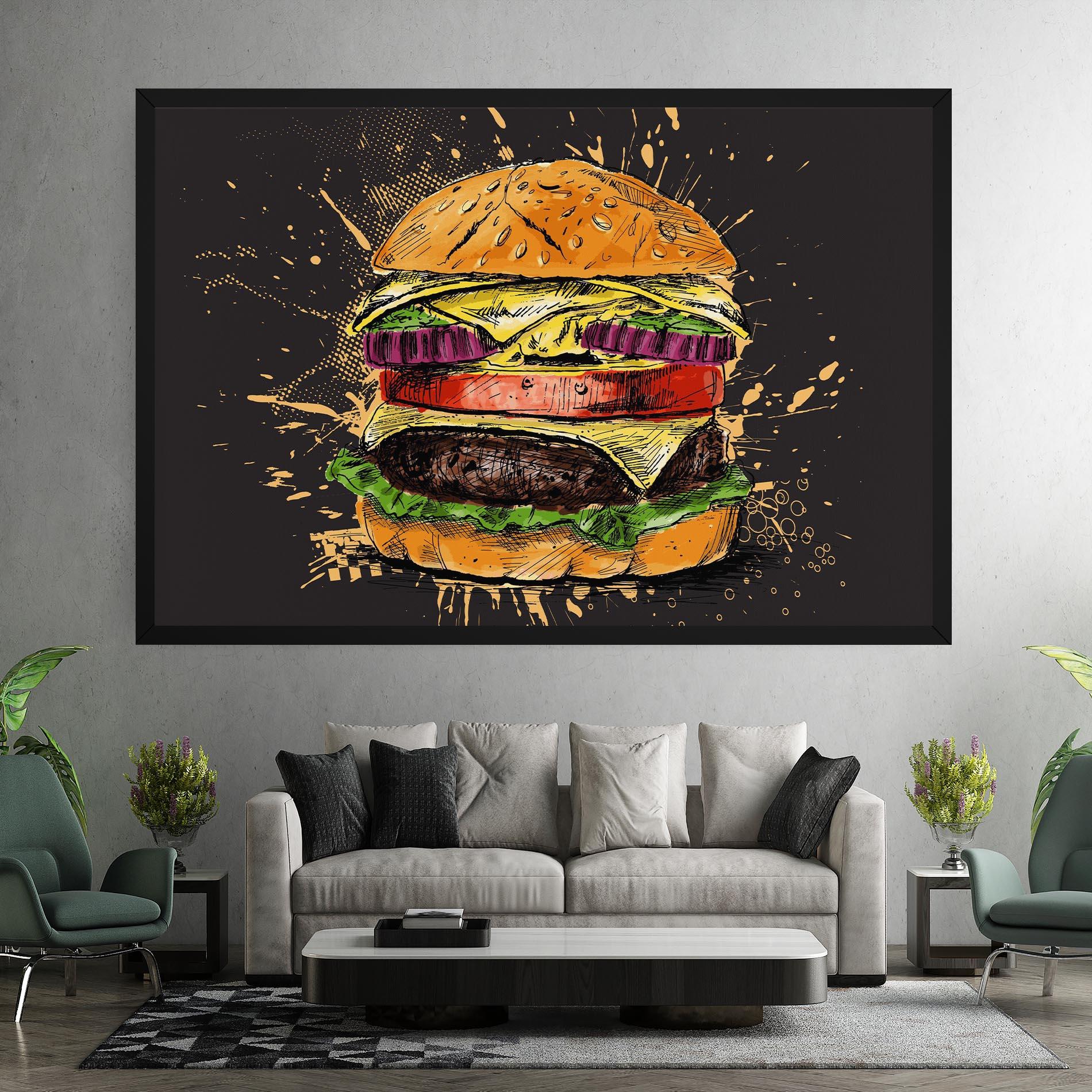 Tablou Canvas Burger Drawing mockup 7