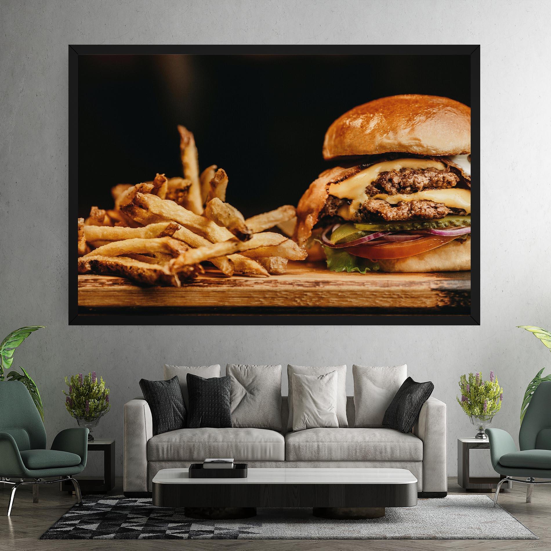 Tablou Canvas Hamburger With Fries mockup 7