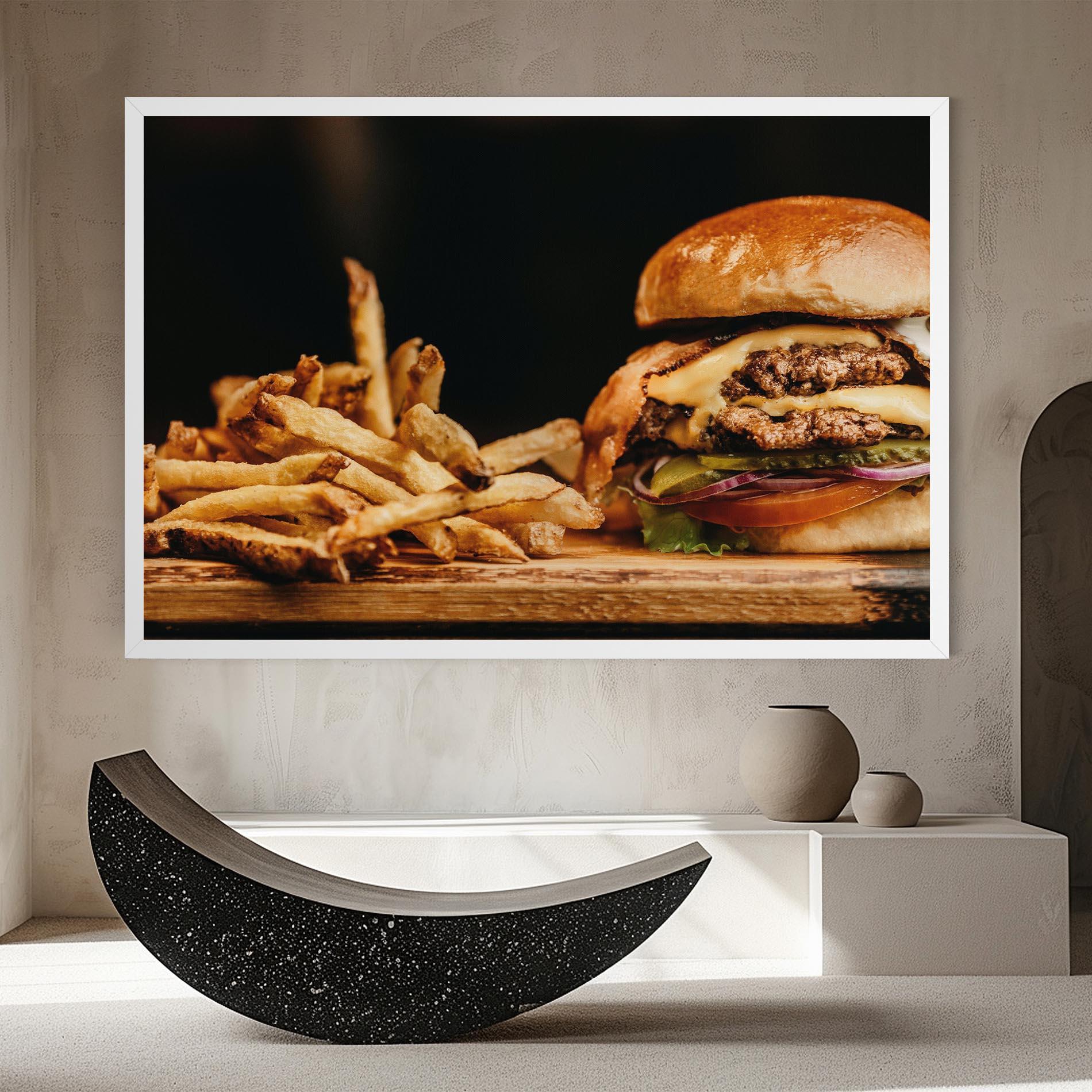 Tablou Canvas Hamburger With Fries mockup 8