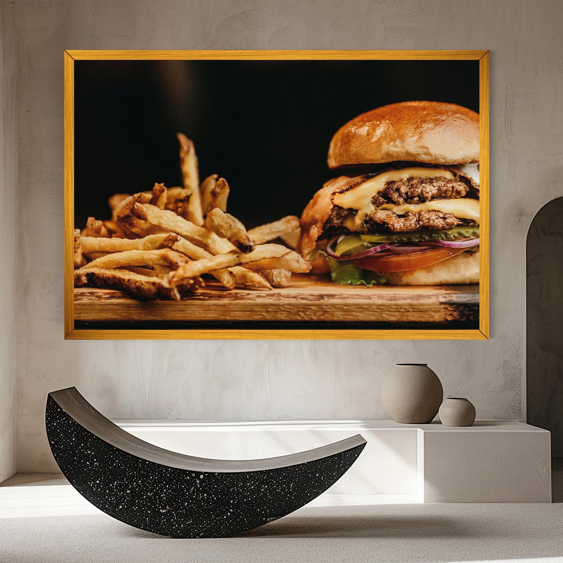 Tablou Canvas Hamburger With Fries mockup 8