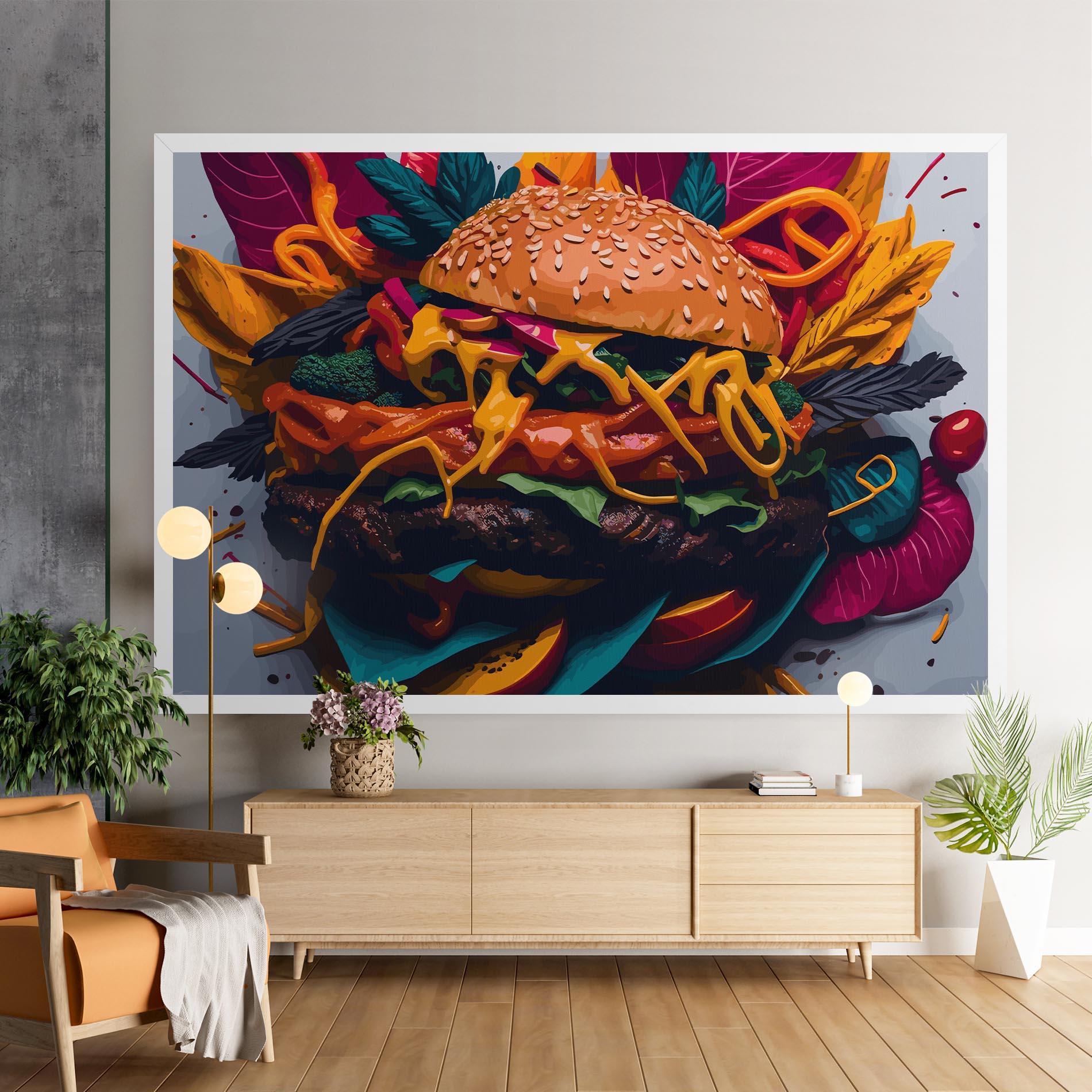 Tablou Canvas Burger Mustard mockup 9