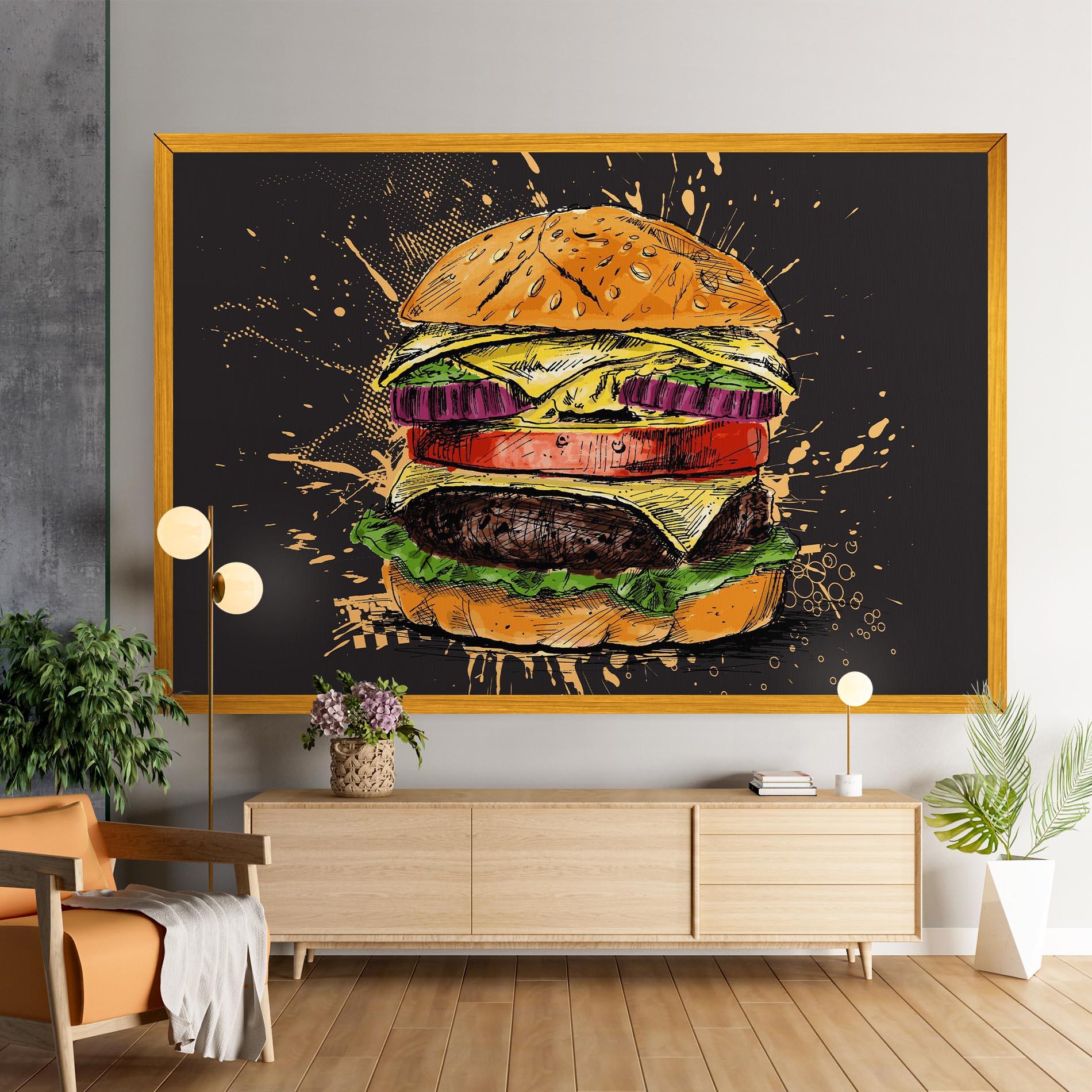 Tablou Canvas Burger Drawing mockup 9