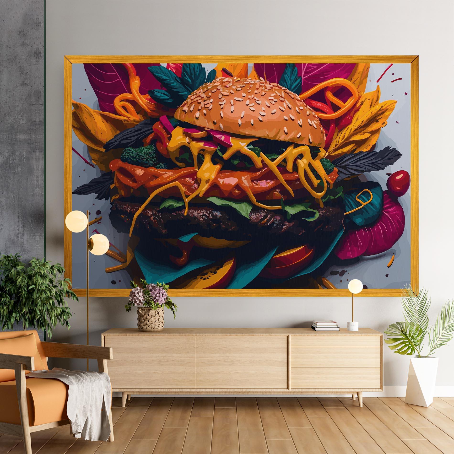 Tablou Canvas Burger Mustard mockup 9