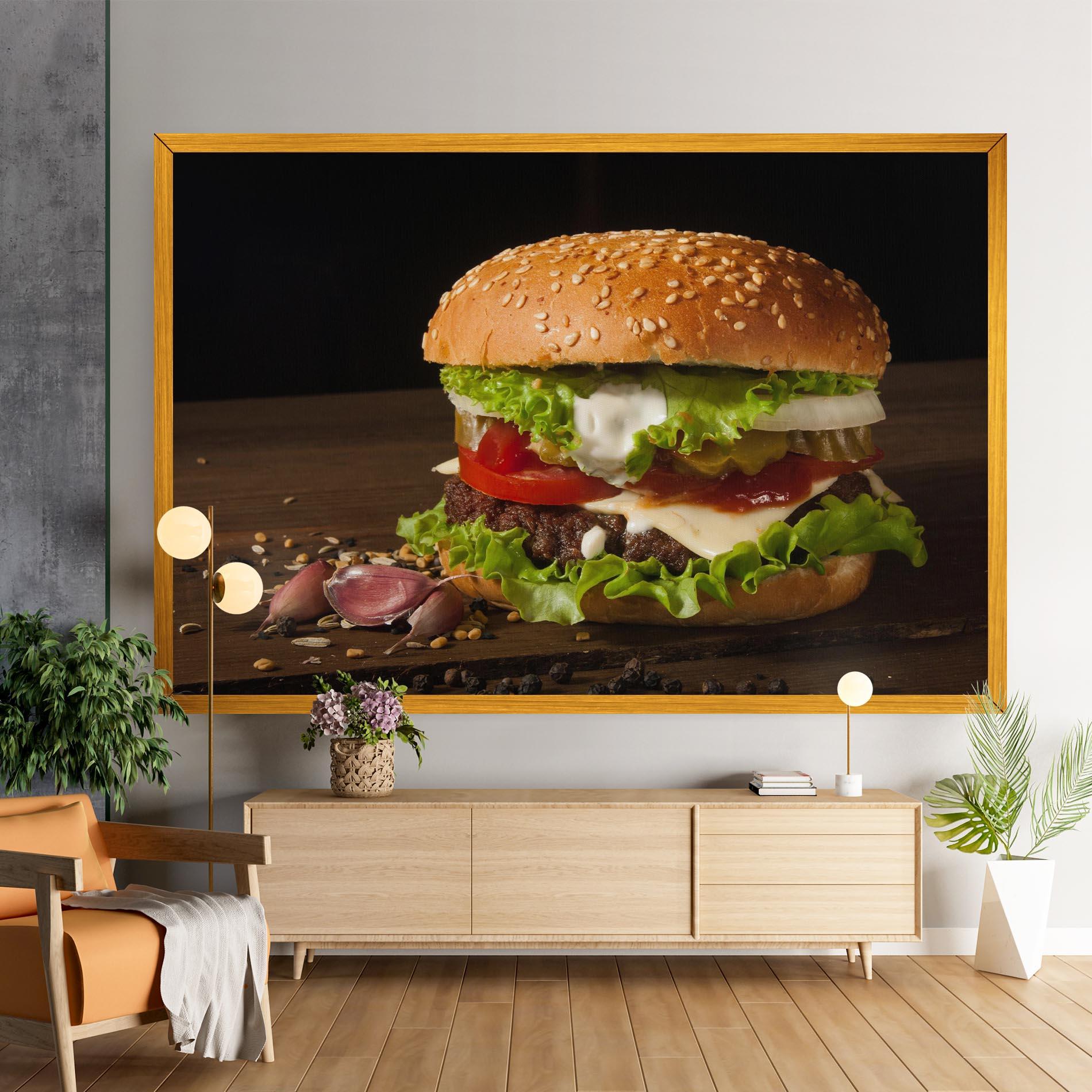 Tablou Canvas Delicious Hamburger mockup 9