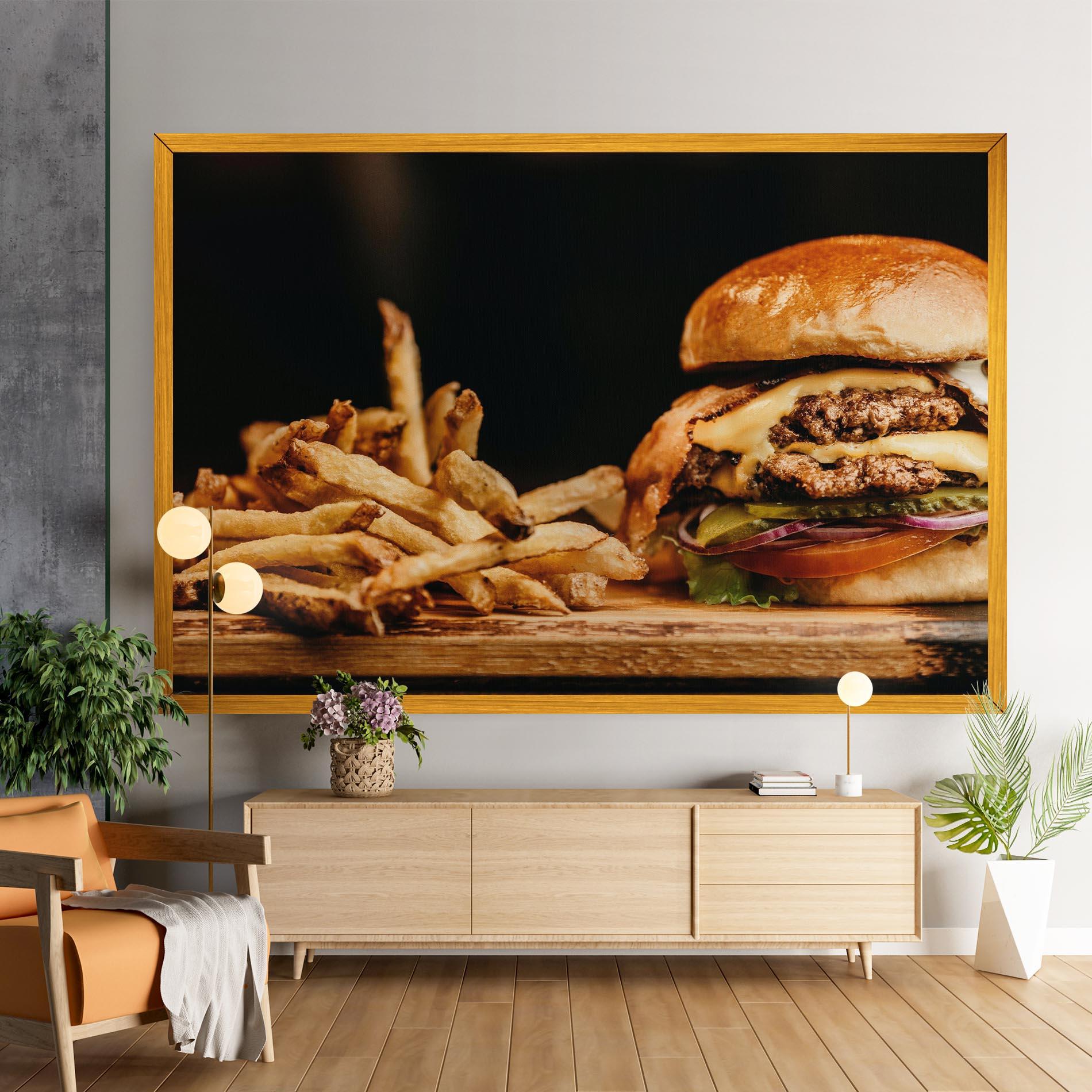 Tablou Canvas Hamburger With Fries mockup 9