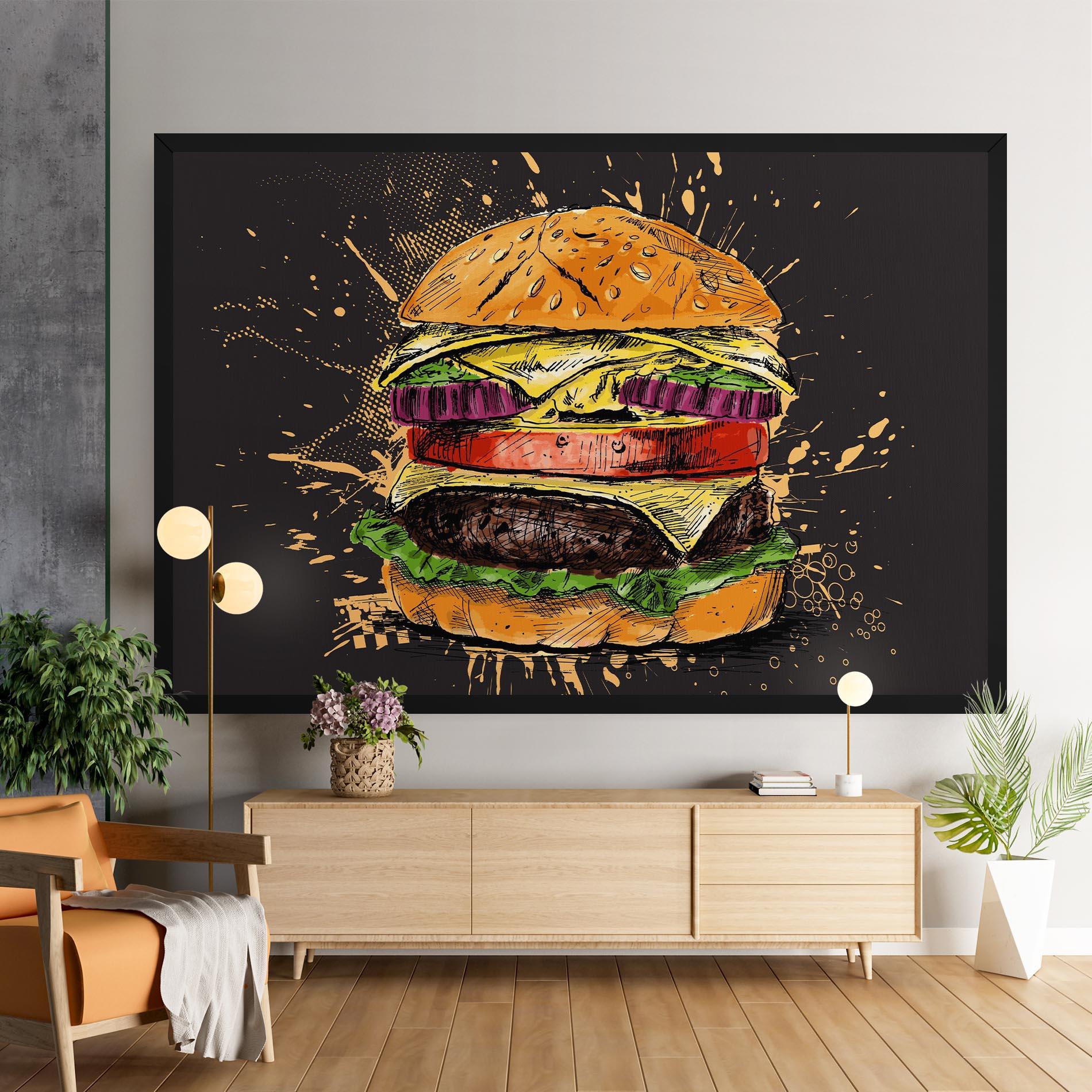 Tablou Canvas Burger Drawing mockup 9