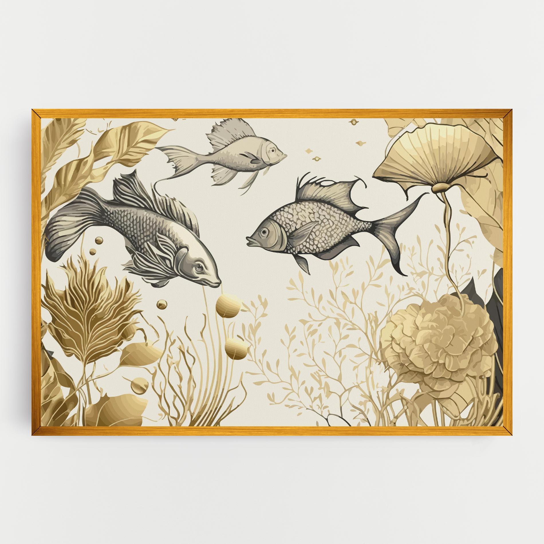 Tablou Canvas Grey Gold Fish mockup 0
