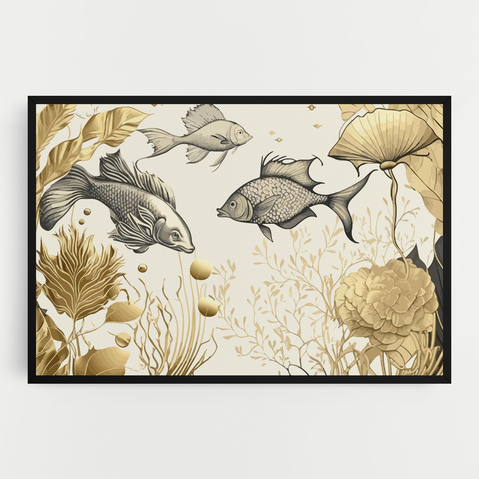 Tablou Canvas Grey Gold Fish mockup 0