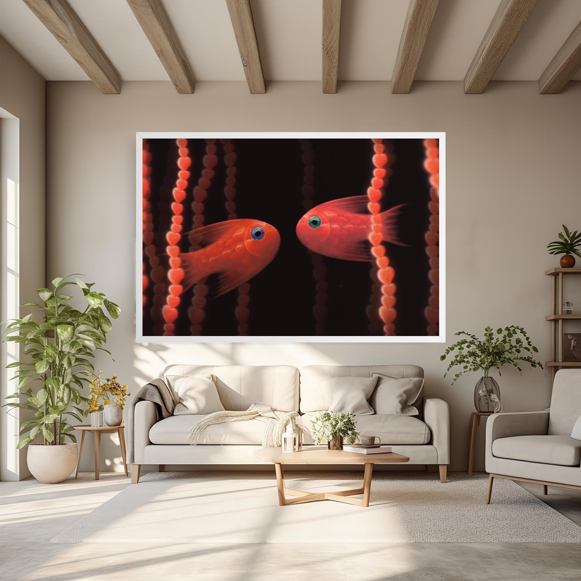 Tablou Canvas Orange Fish Heart mockup 6