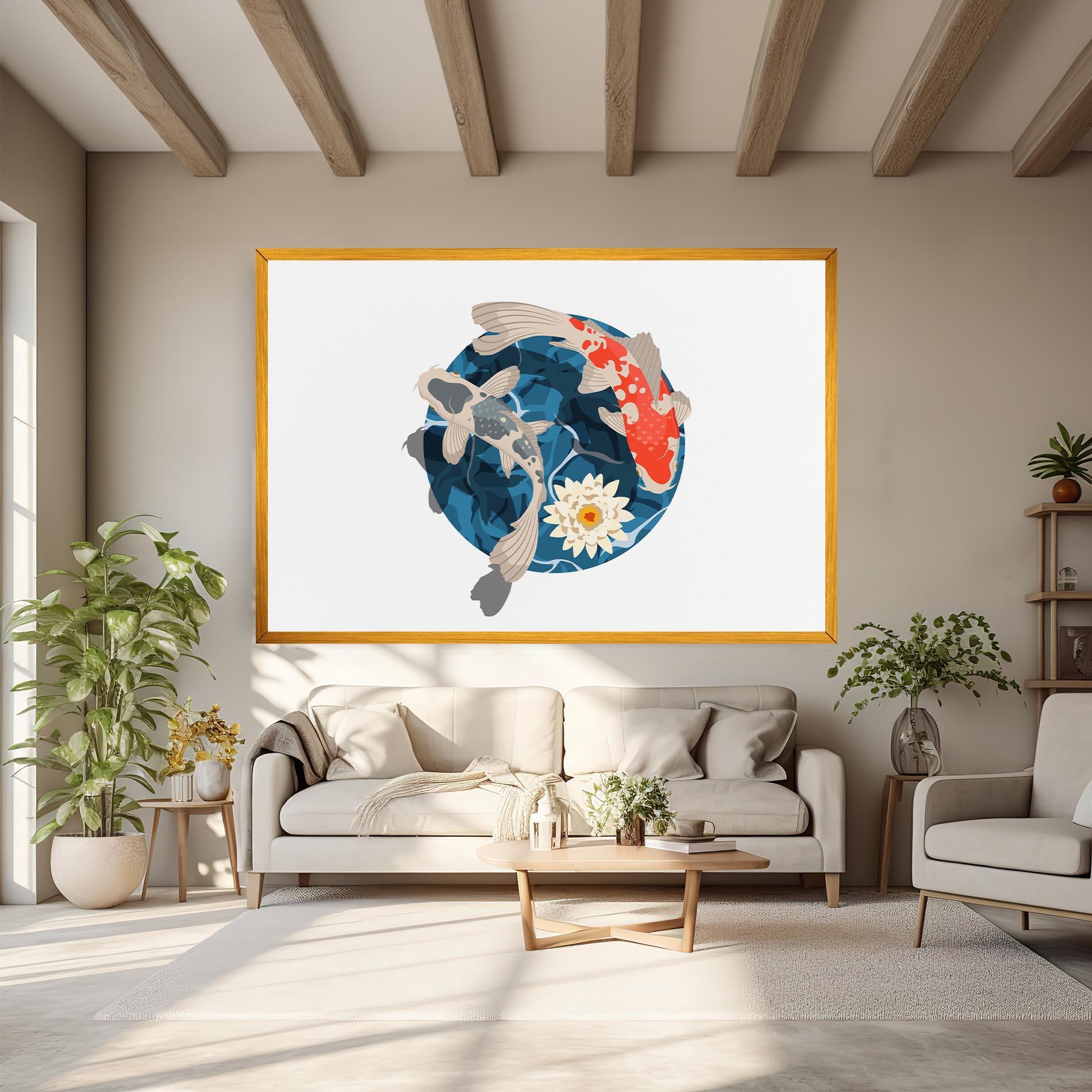 Tablou Canvas Grey Orange Koi mockup 6