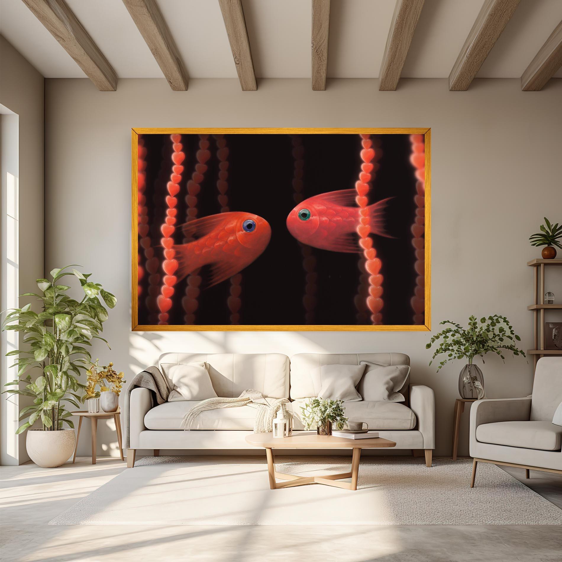 Tablou Canvas Orange Fish Heart mockup 6