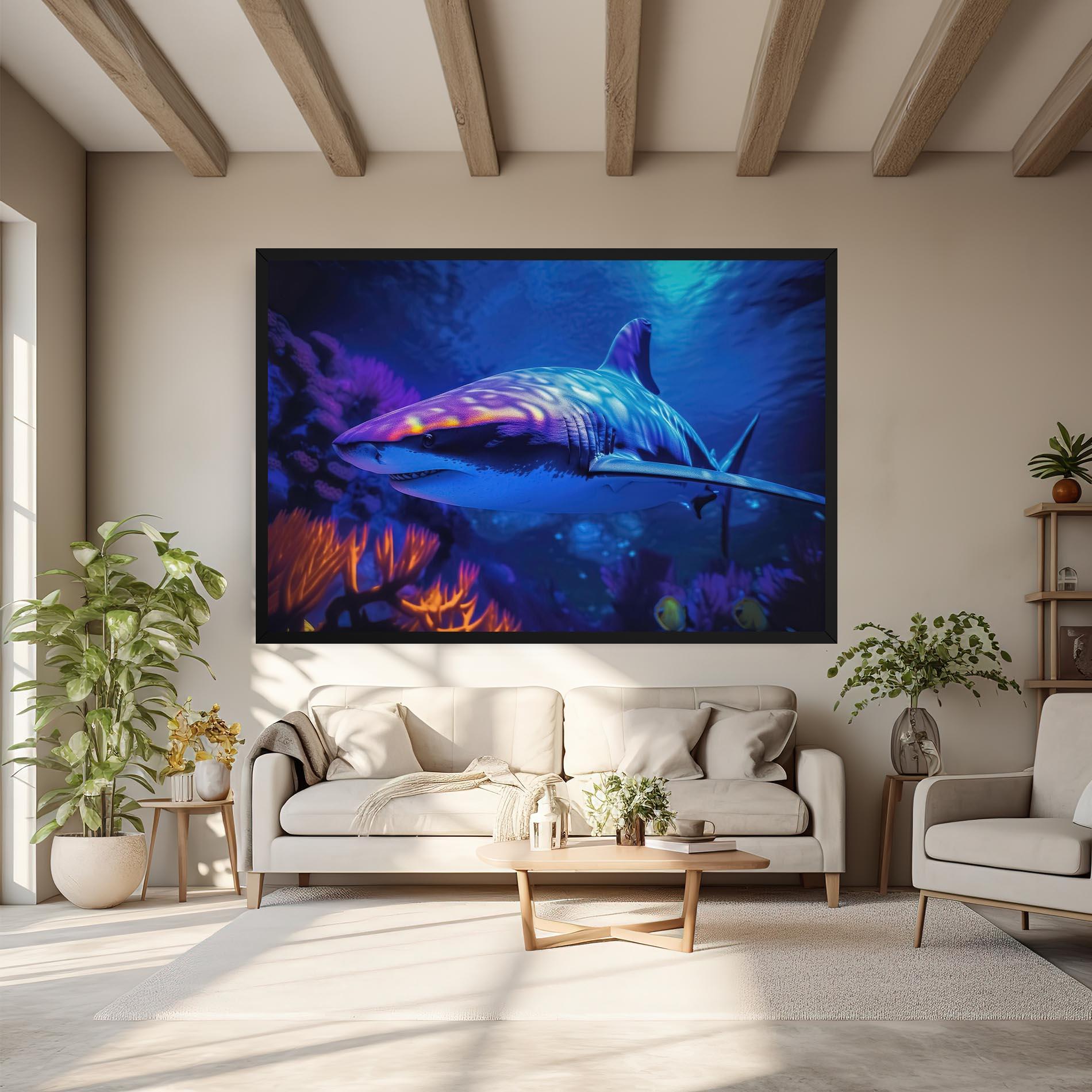 Tablou Canvas Blue Light Shark mockup 6